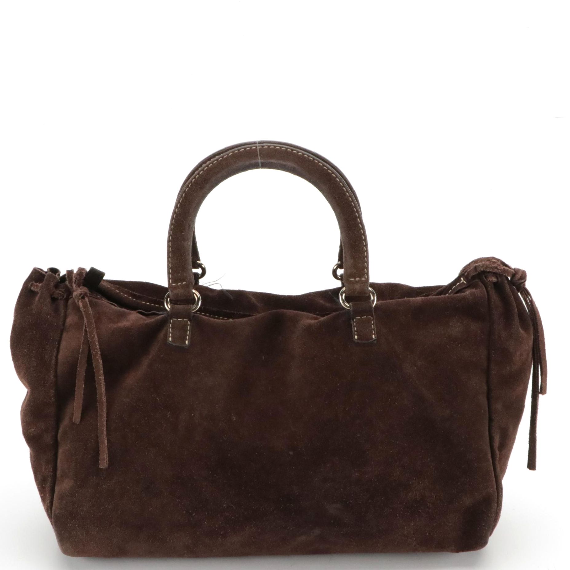 Prada Chocolate Brown Suede Top Handle Bag
