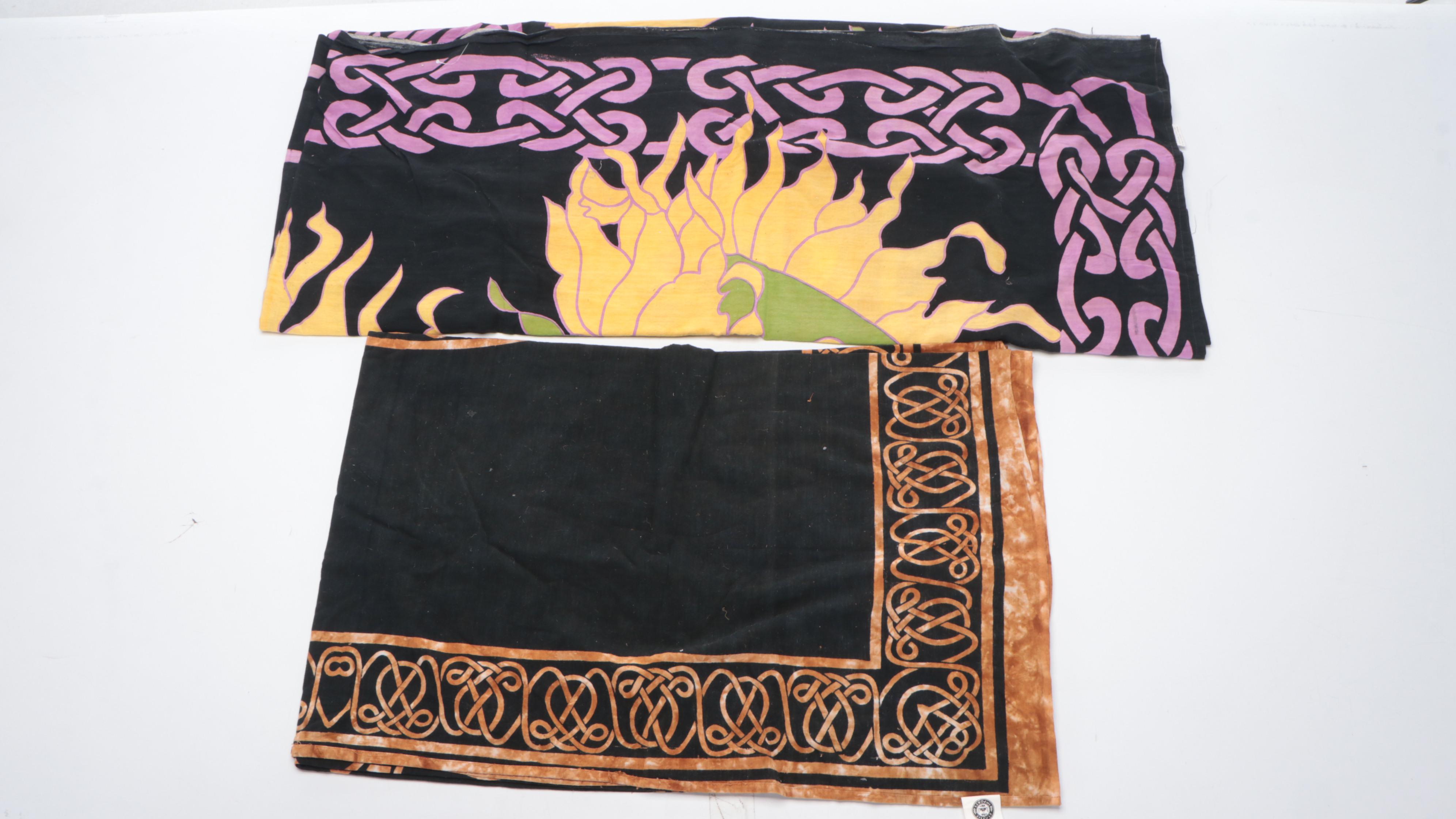 3' x 5' Handmade Indian Chain-Stitch Rug With Batik Prints and Fabric Remnants