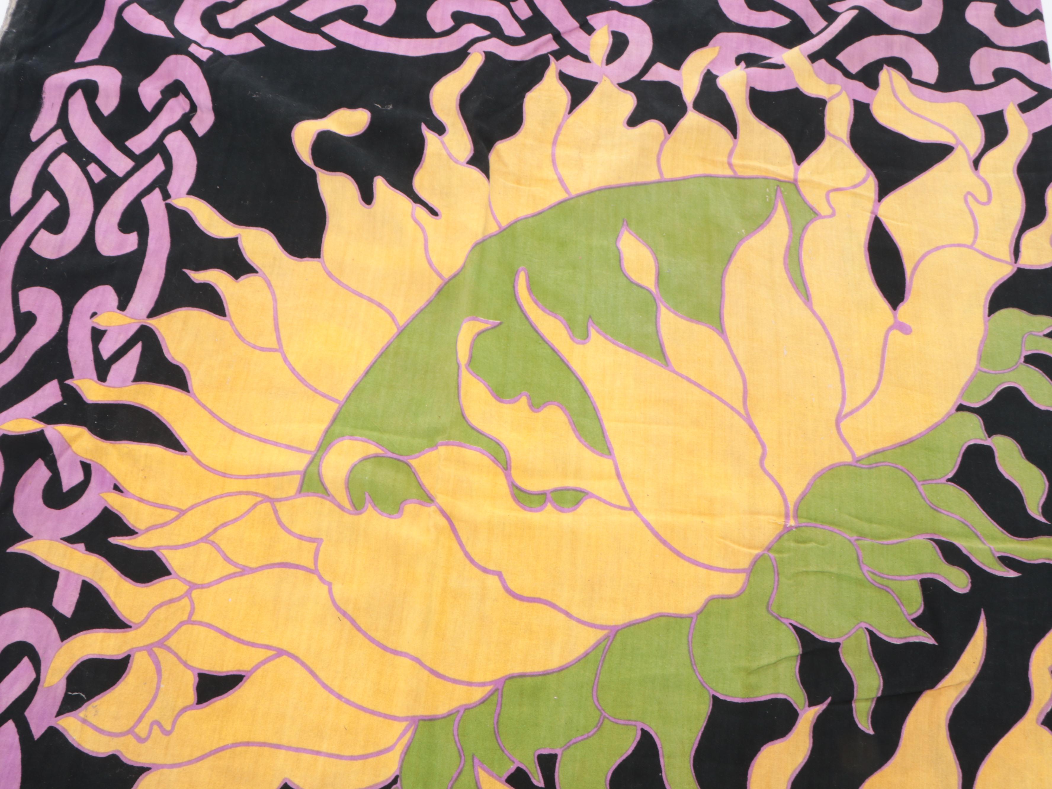 3' x 5' Handmade Indian Chain-Stitch Rug With Batik Prints and Fabric Remnants