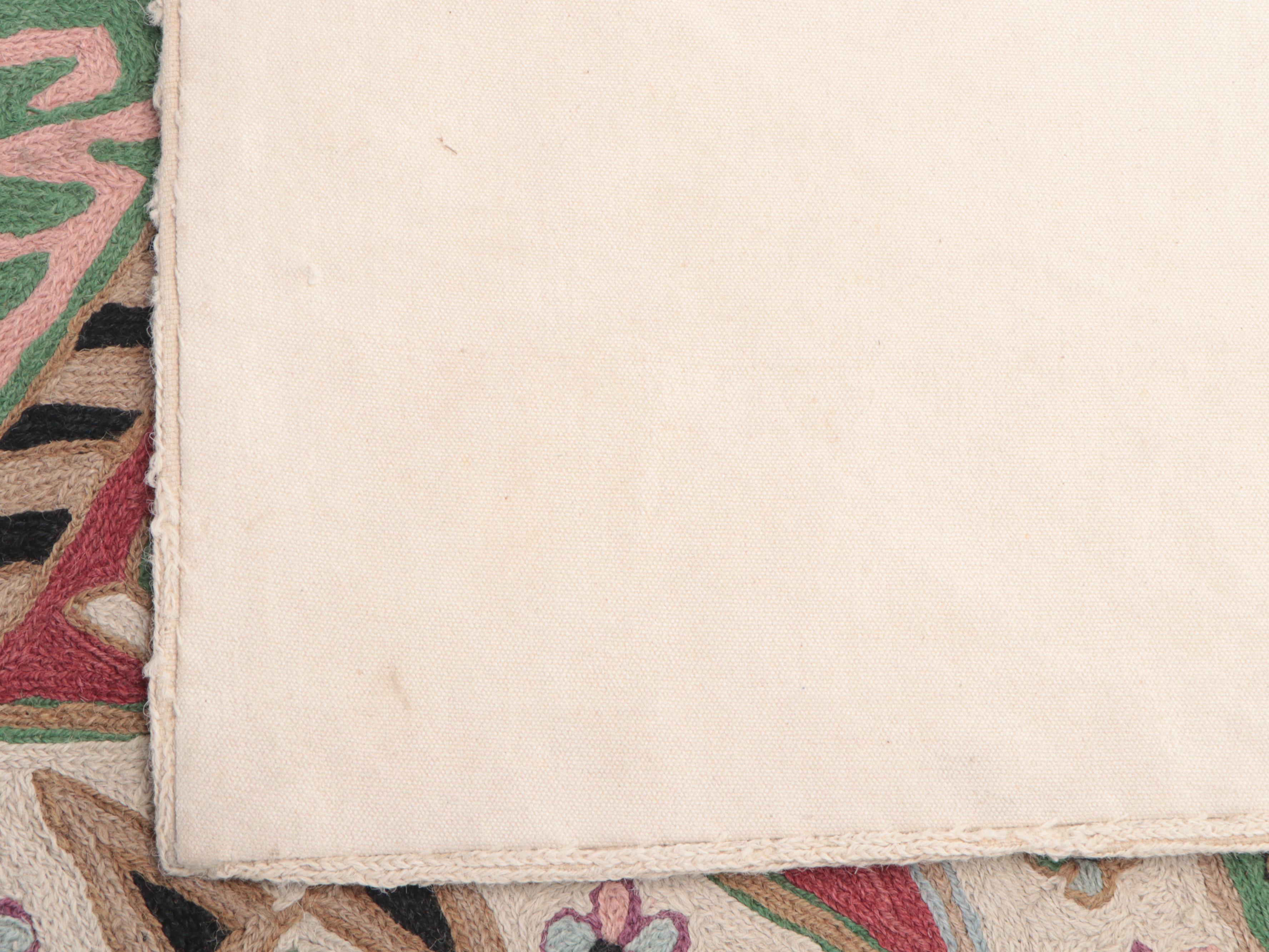 3' x 5' Handmade Indian Chain-Stitch Rug With Batik Prints and Fabric Remnants