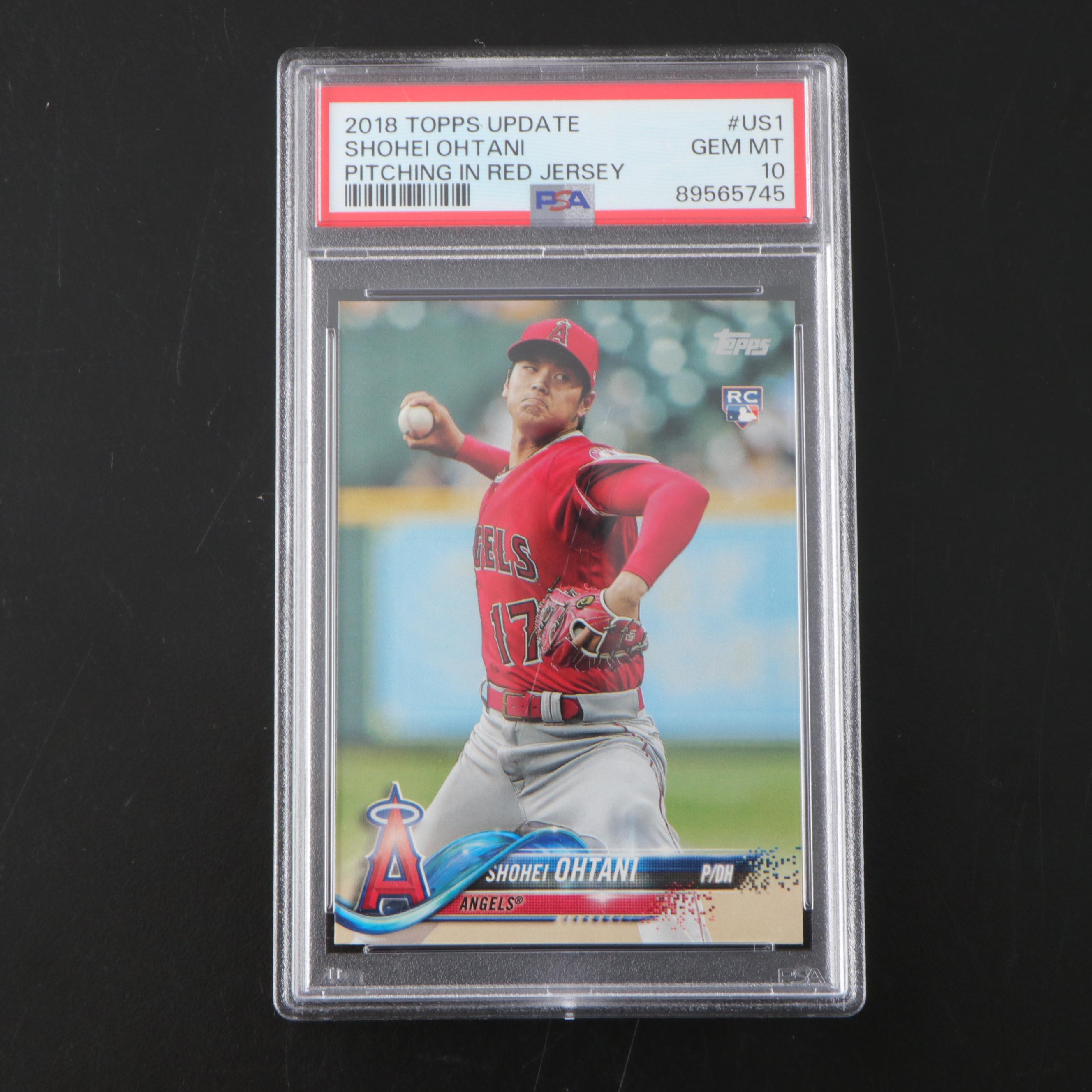 2018 Topps Rookie Shohei Ohtani Pitching in Red Jersey Graded PSA 10