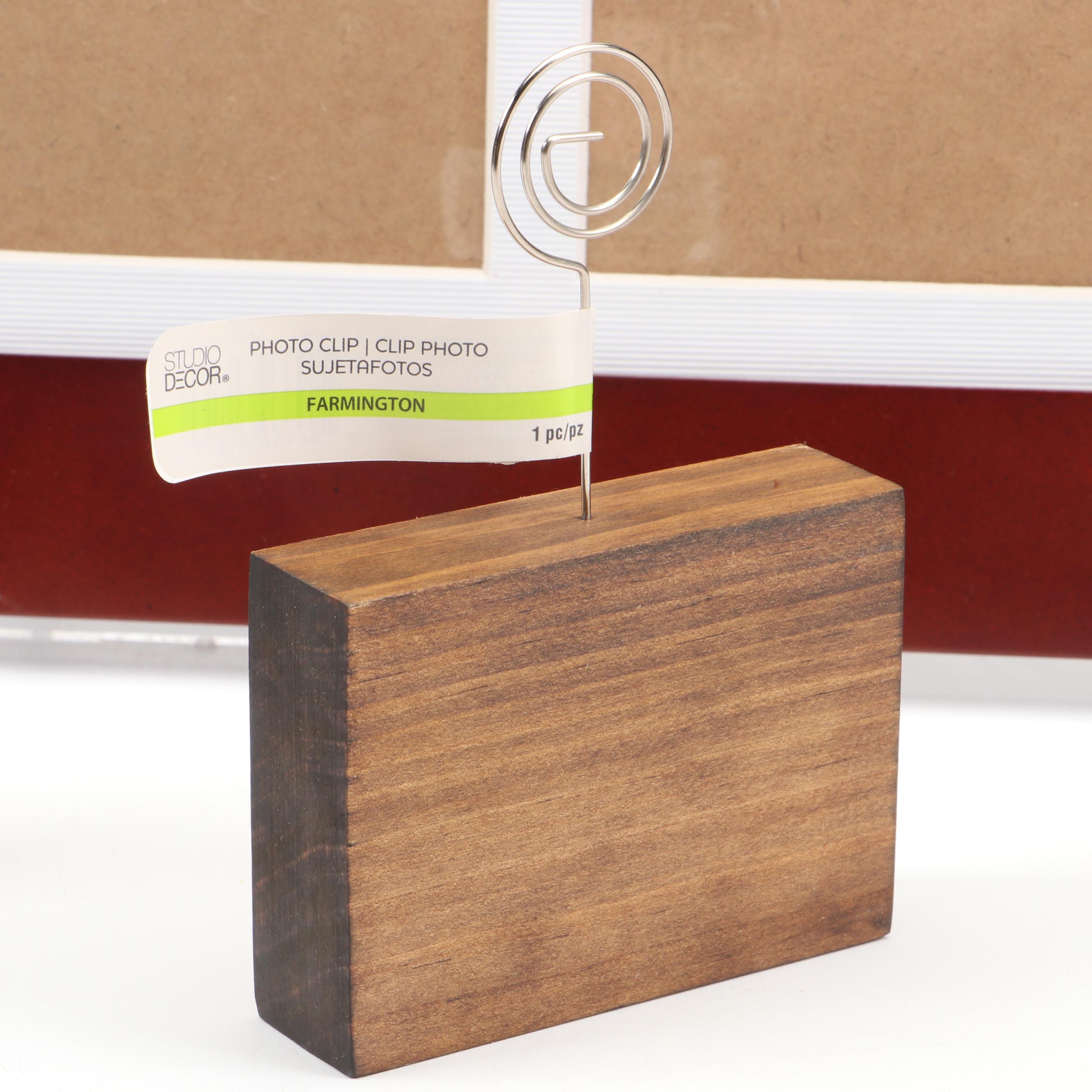 Segmented Three-Part Photo Frame with Malden Photo Frame and Wood Photo Clip