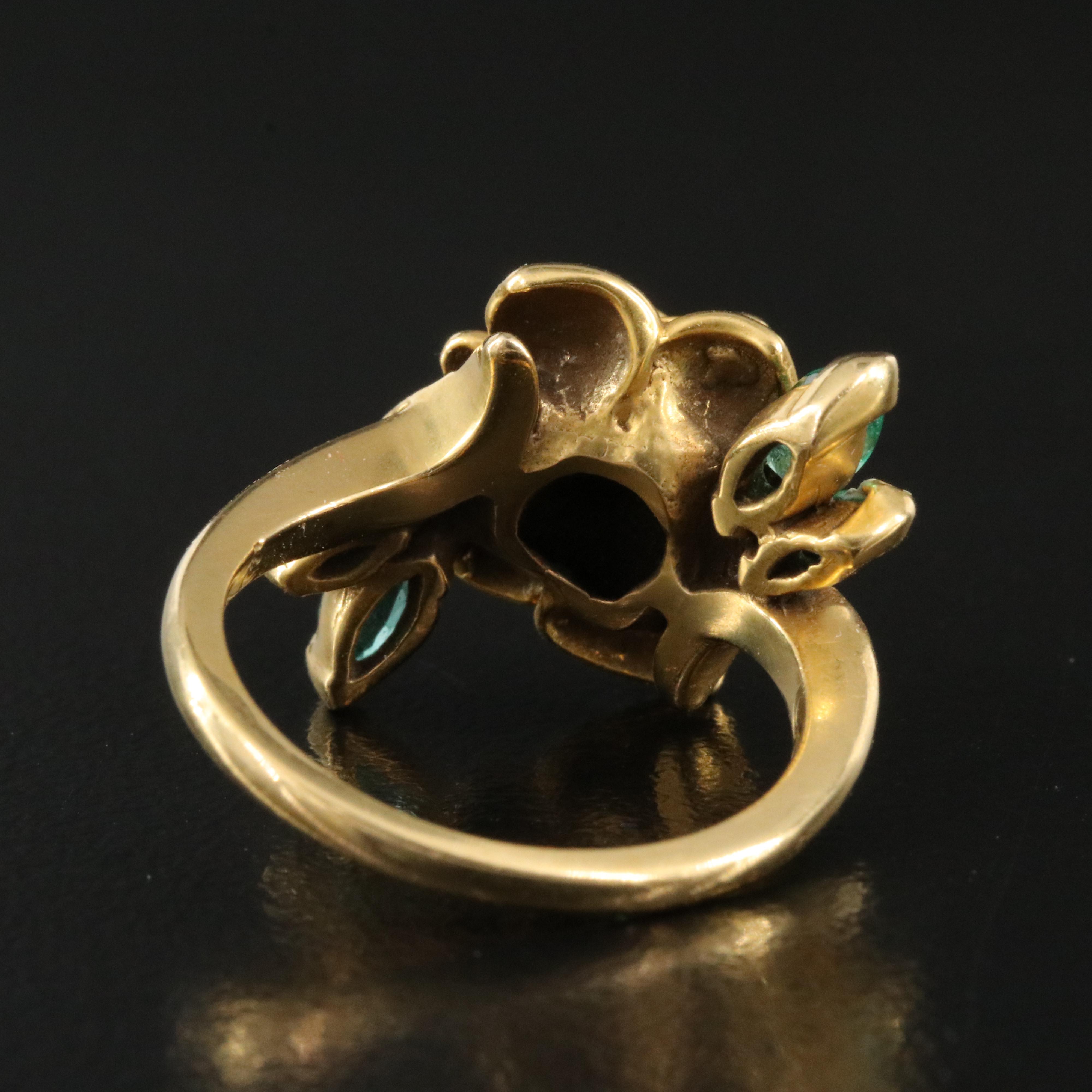 Franklin Mint 14K Diamond and Emerald Rose Ring