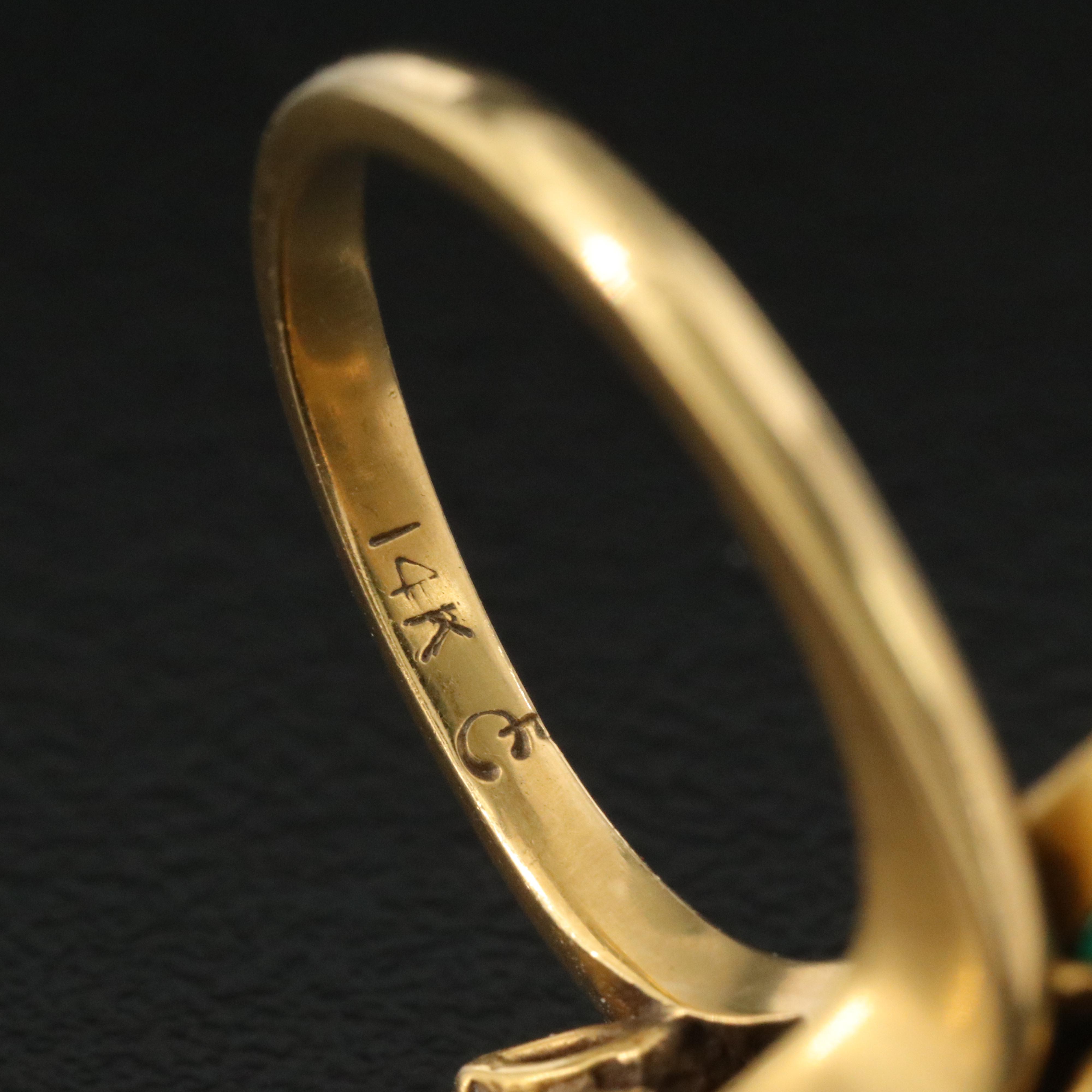 Franklin Mint 14K Diamond and Emerald Rose Ring