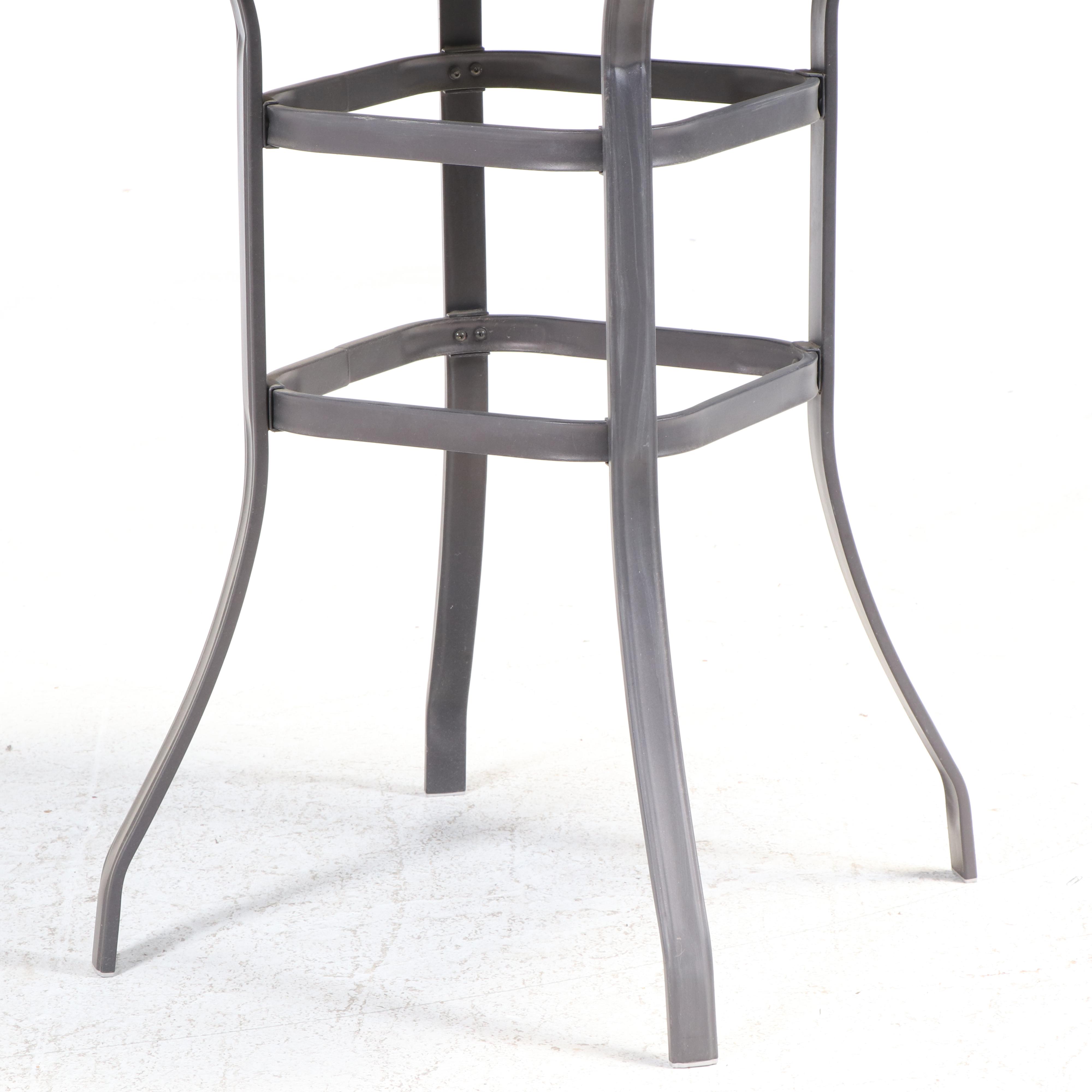 Three-Piece Powder-Coated Metal, Wicker, and Glass Top Patio Pub Set