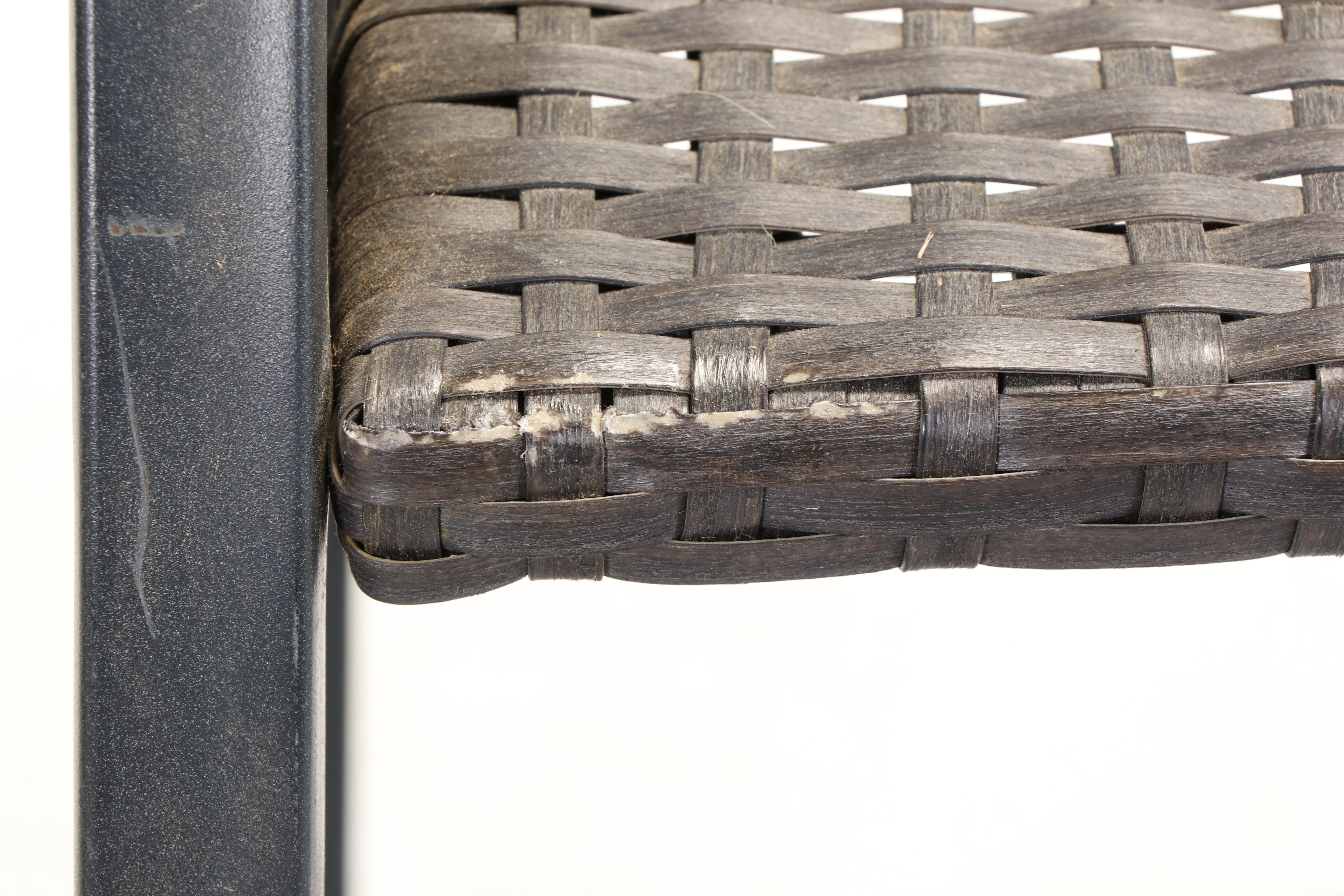 Three-Piece Powder-Coated Metal, Wicker, and Glass Top Patio Pub Set