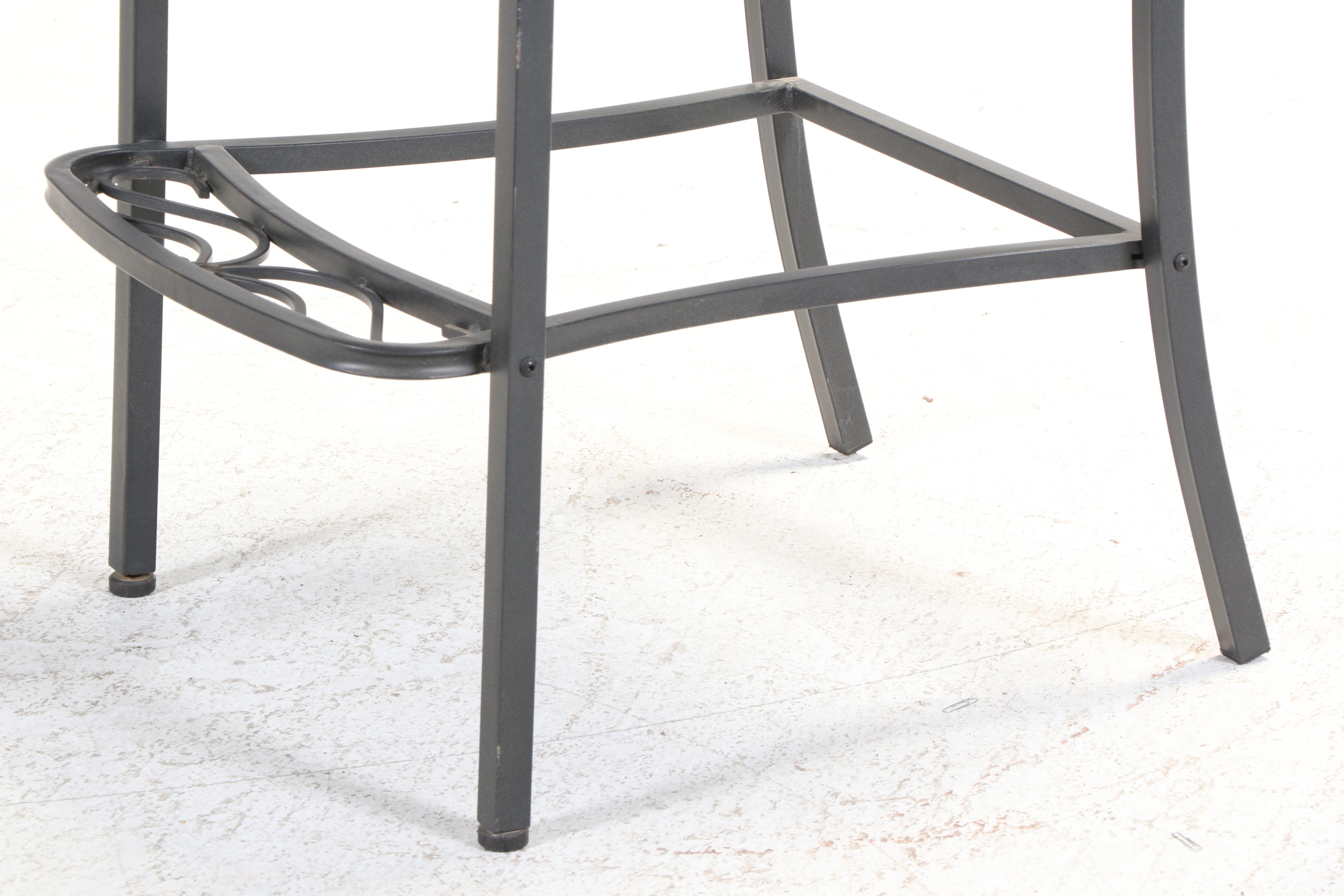 Three-Piece Powder-Coated Metal, Wicker, and Glass Top Patio Pub Set