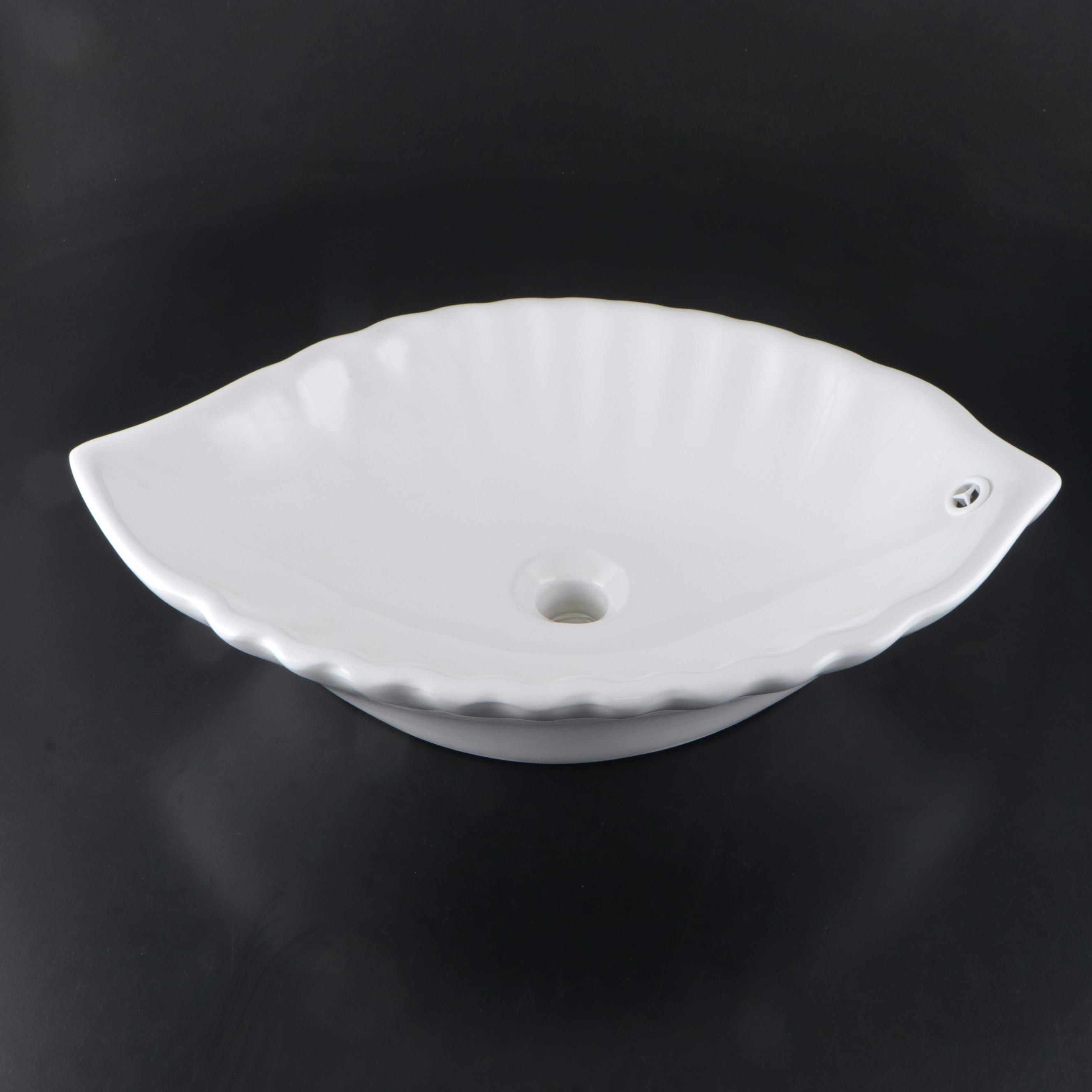 Seashell Shape White Porcelain Vessel Sink