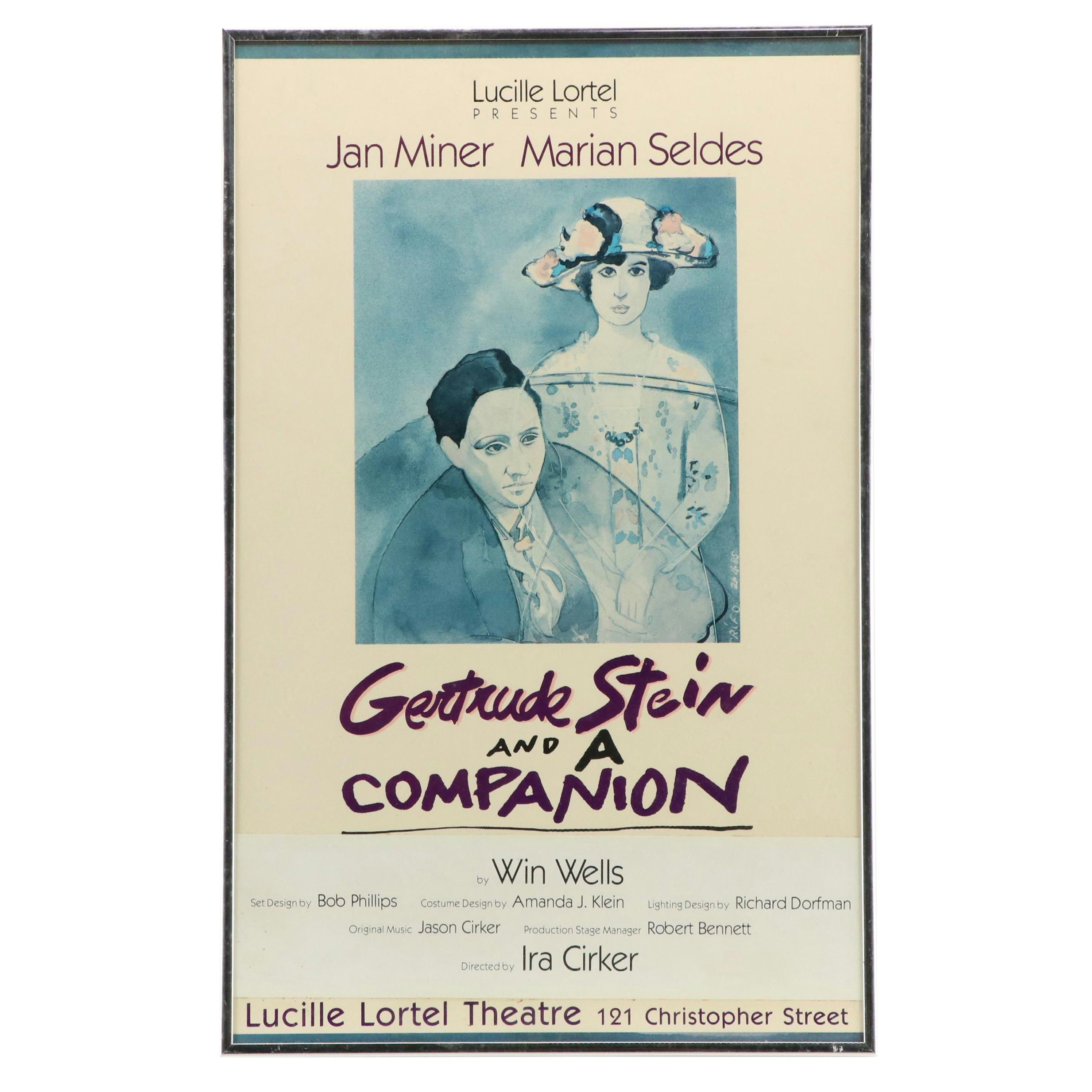 Lucille Lortel Offset Lithograph Poster "Gertrude Stein and a Companion"