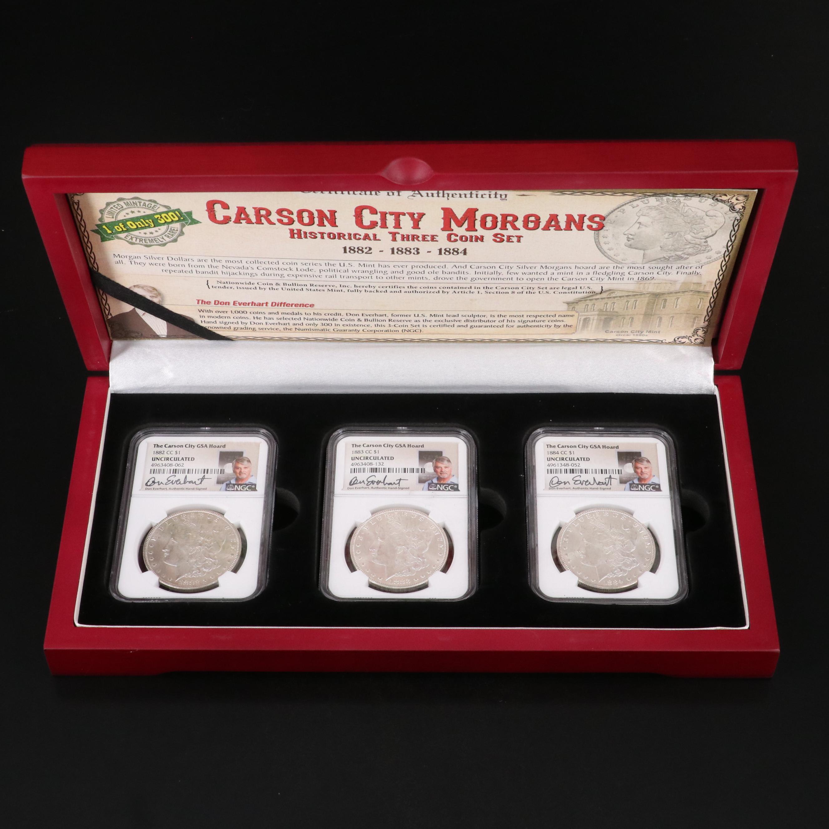 Set of Three NGC Certified Uncirculated Carson City Morgan Dollars