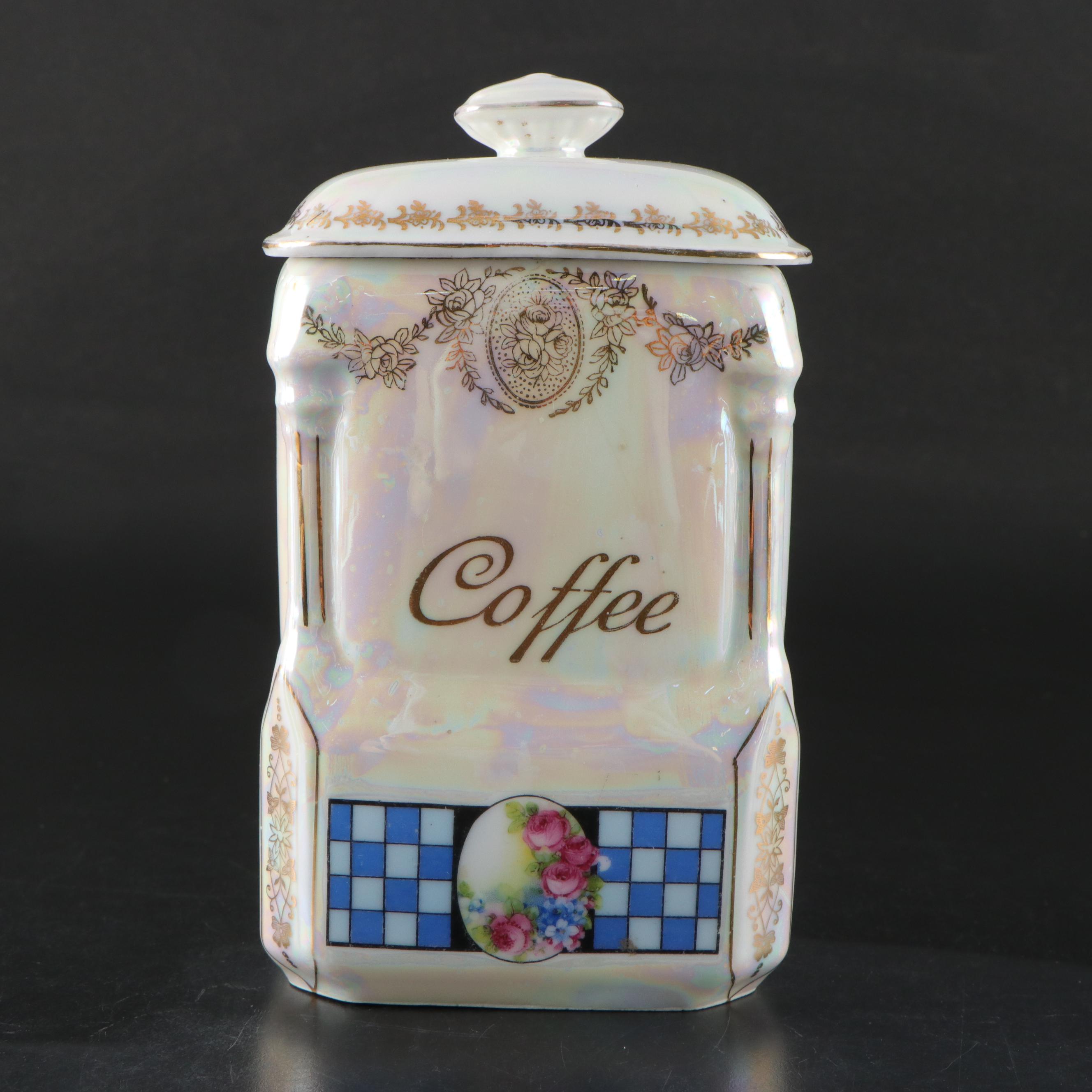 Victoria Porcelain Lusterware Canister Set with Other Salt Box