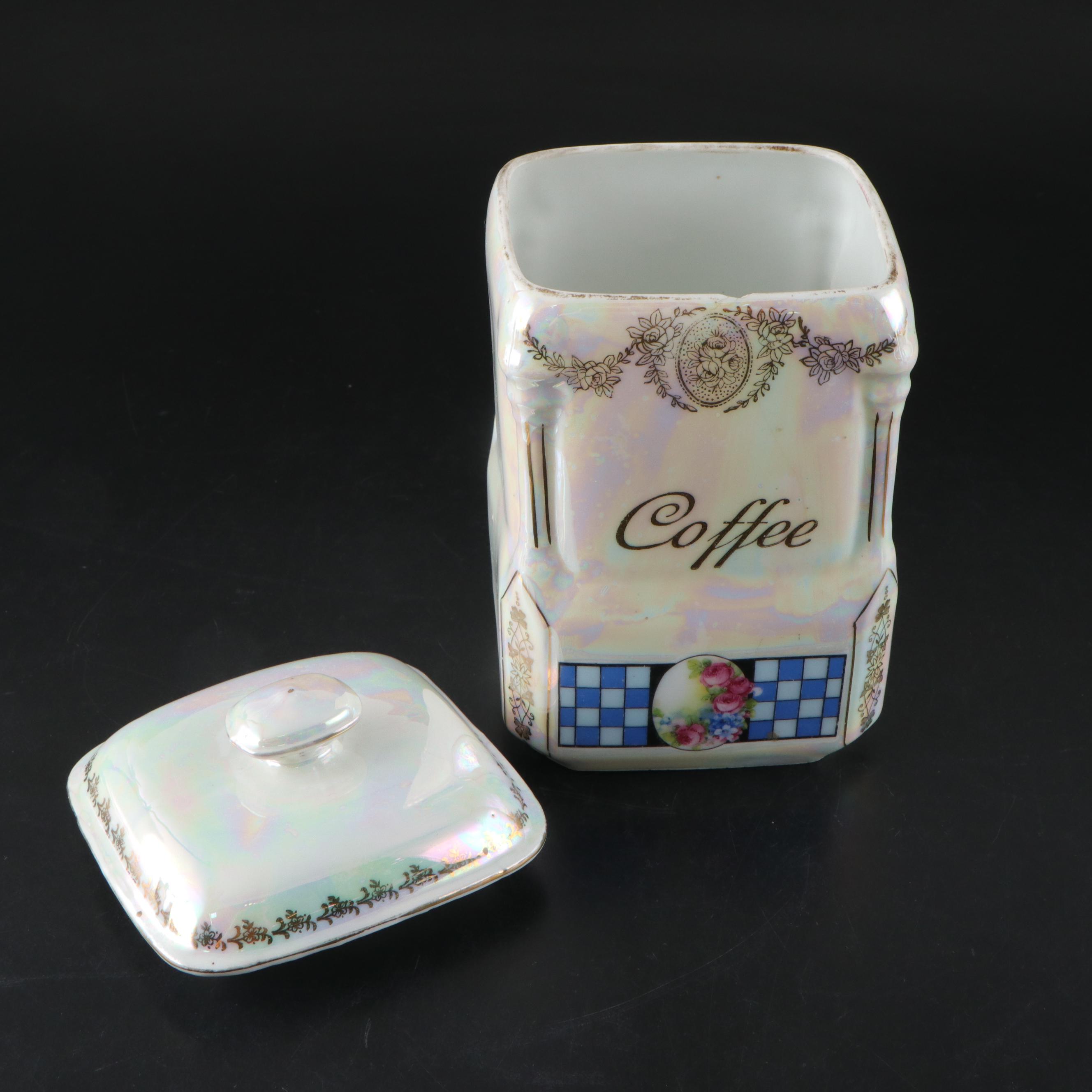 Victoria Porcelain Lusterware Canister Set with Other Salt Box