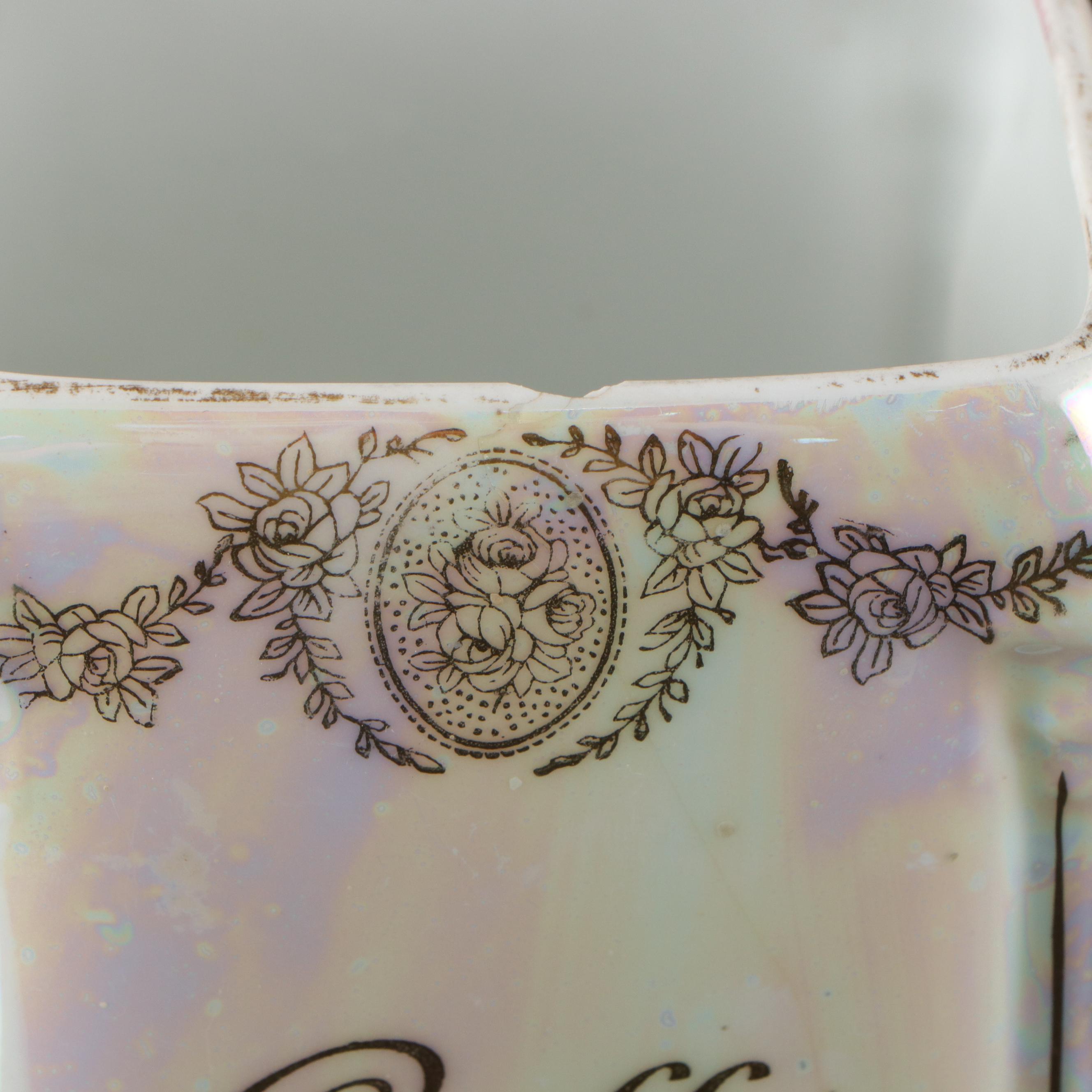 Victoria Porcelain Lusterware Canister Set with Other Salt Box