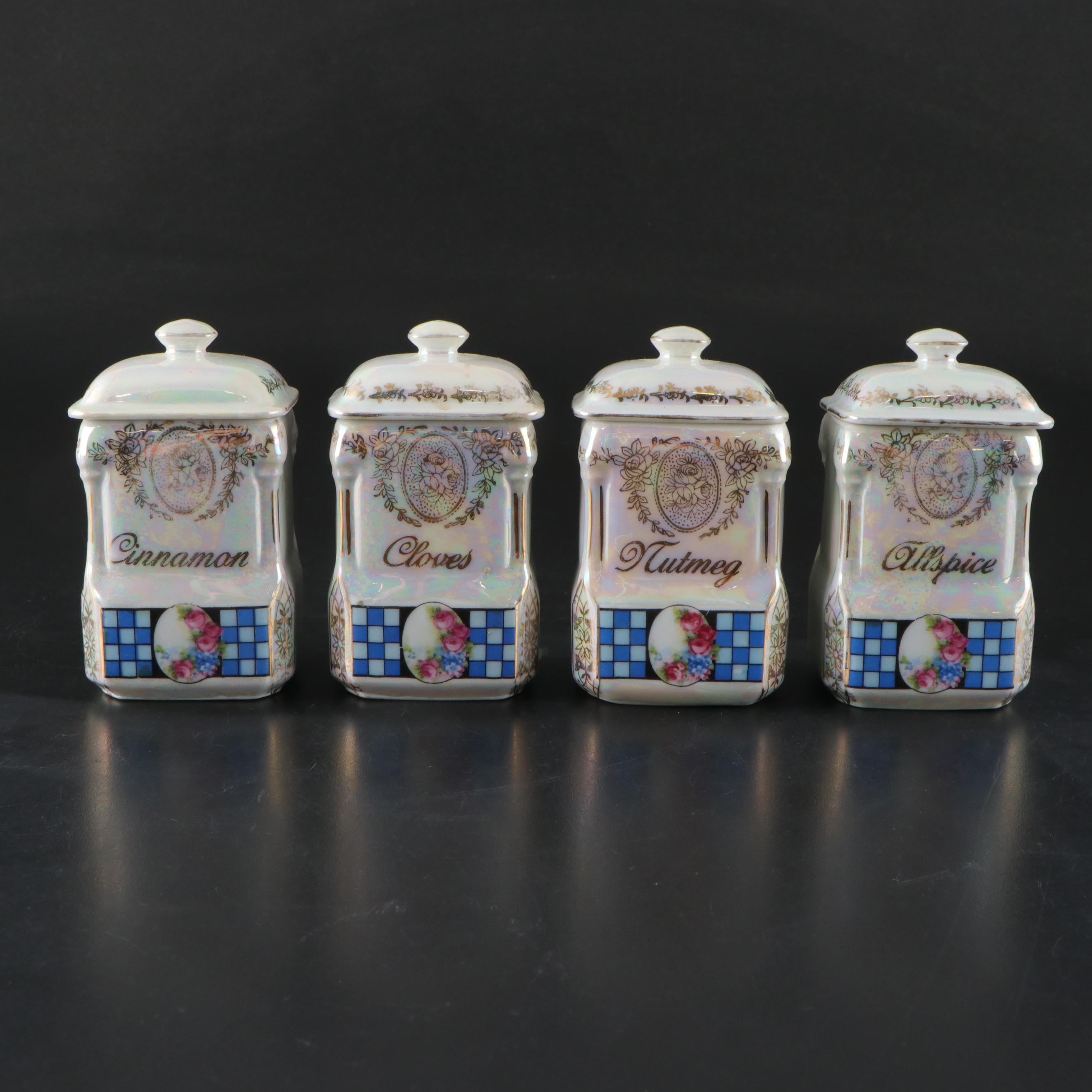 Victoria Porcelain Lusterware Canister Set with Other Salt Box