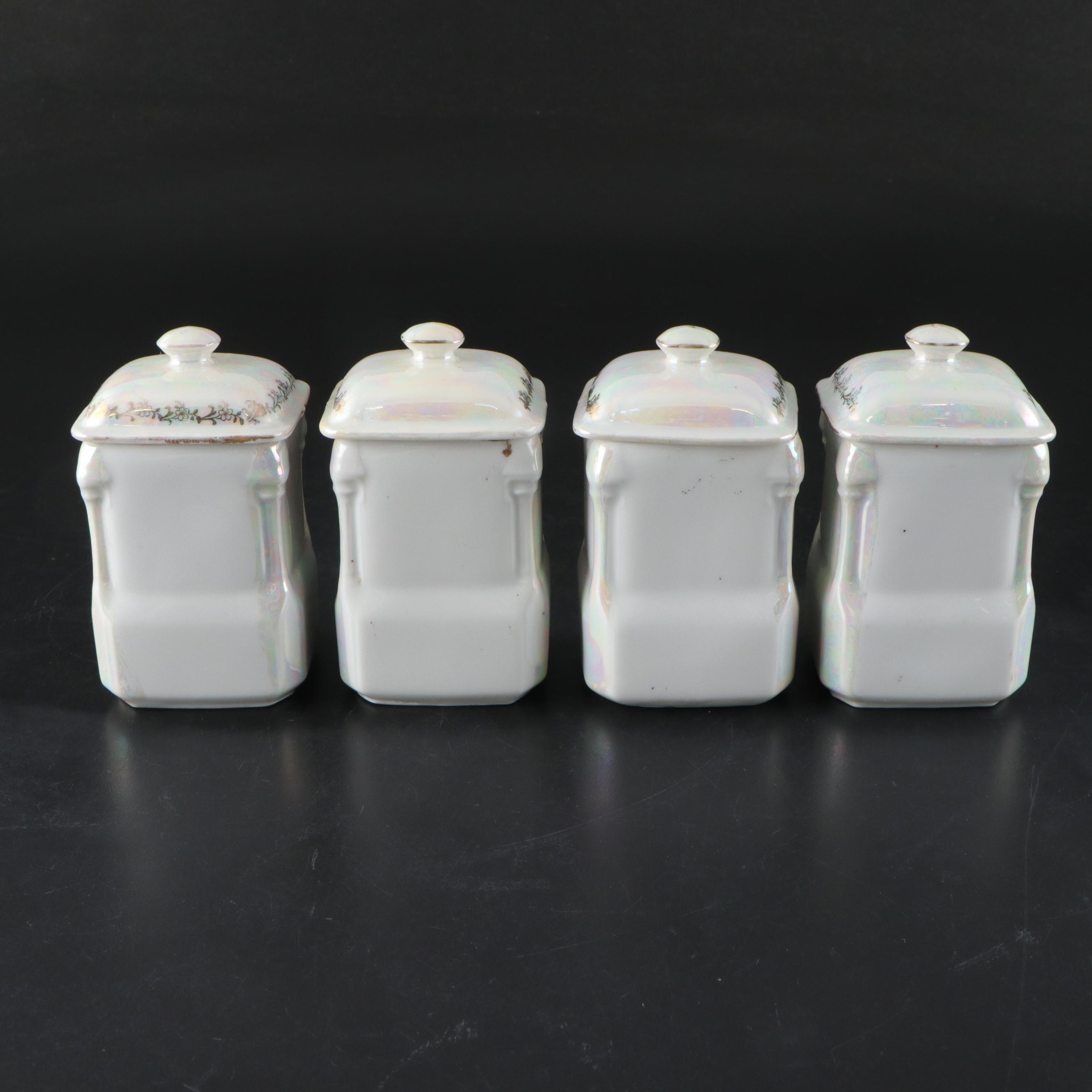 Victoria Porcelain Lusterware Canister Set with Other Salt Box