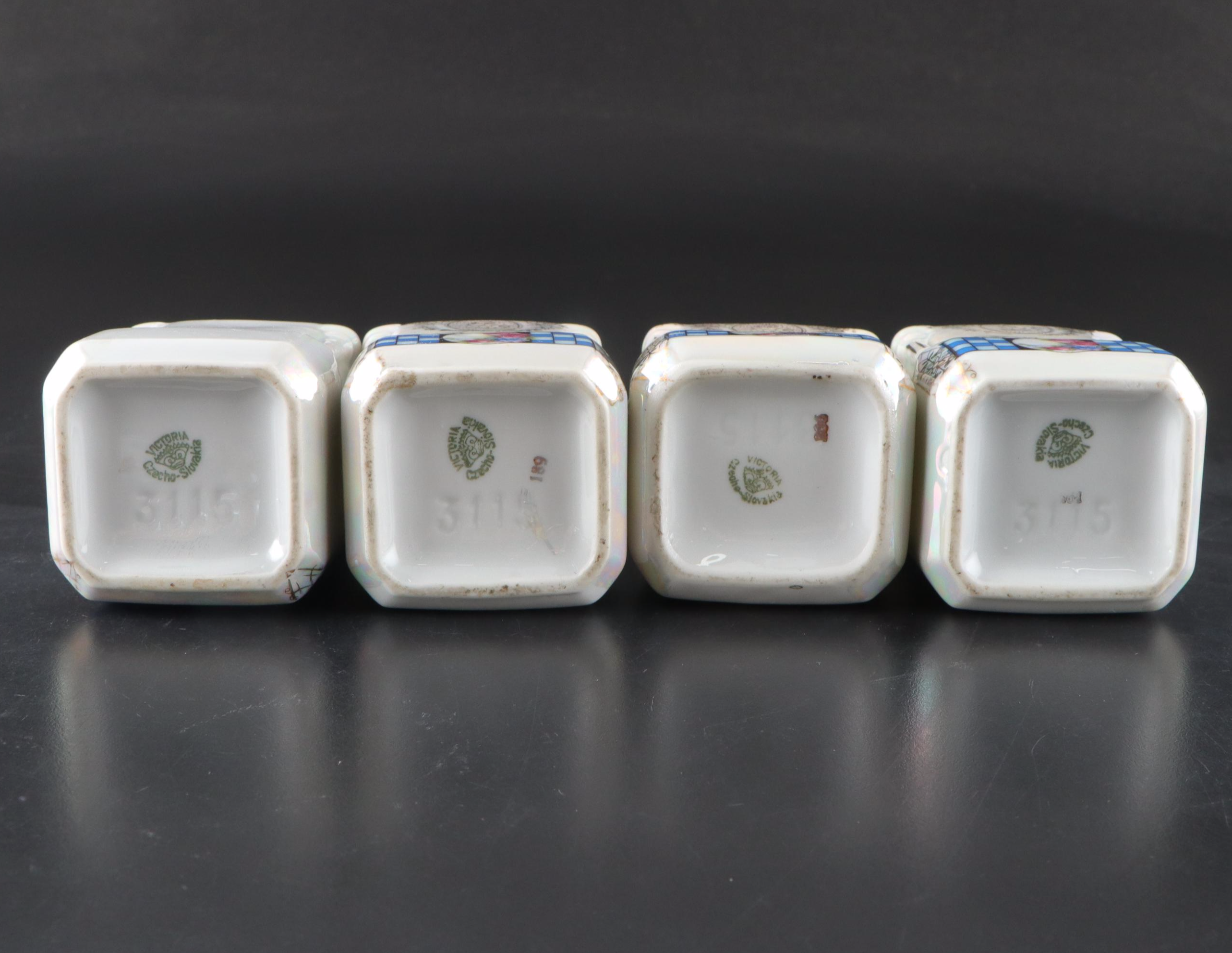 Victoria Porcelain Lusterware Canister Set with Other Salt Box