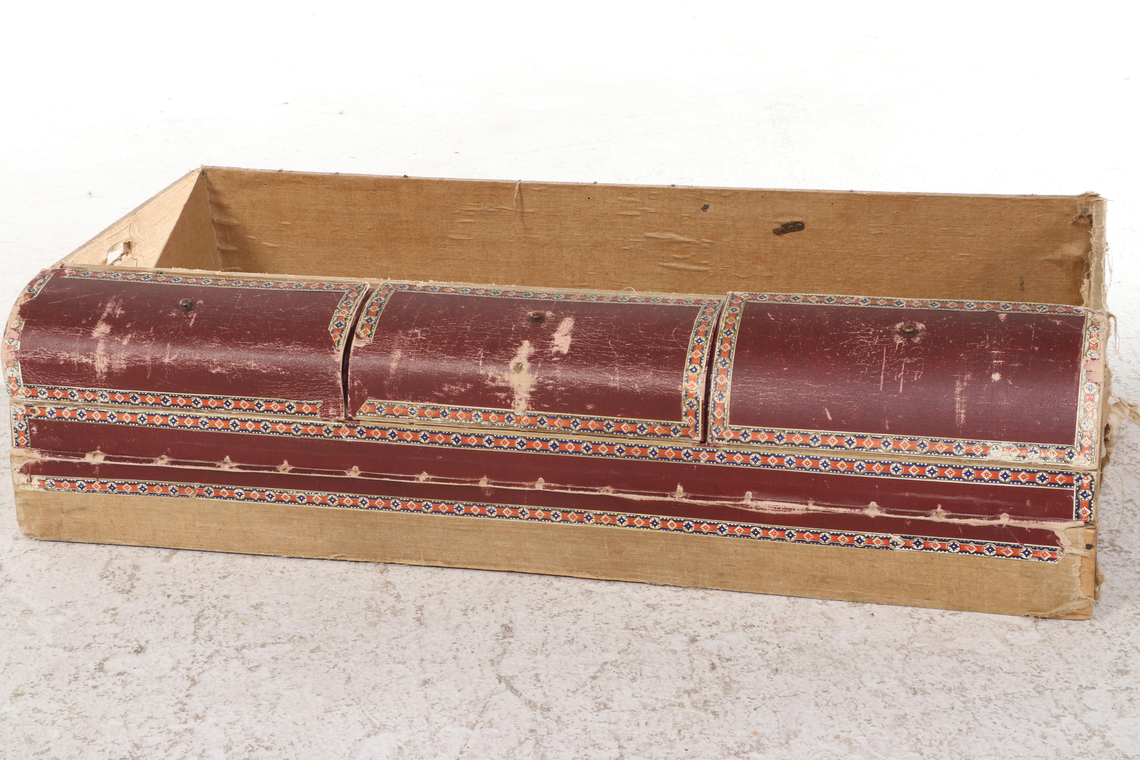 Victorian Leather Covered Domed Steamer Trunk, Late 19th Century