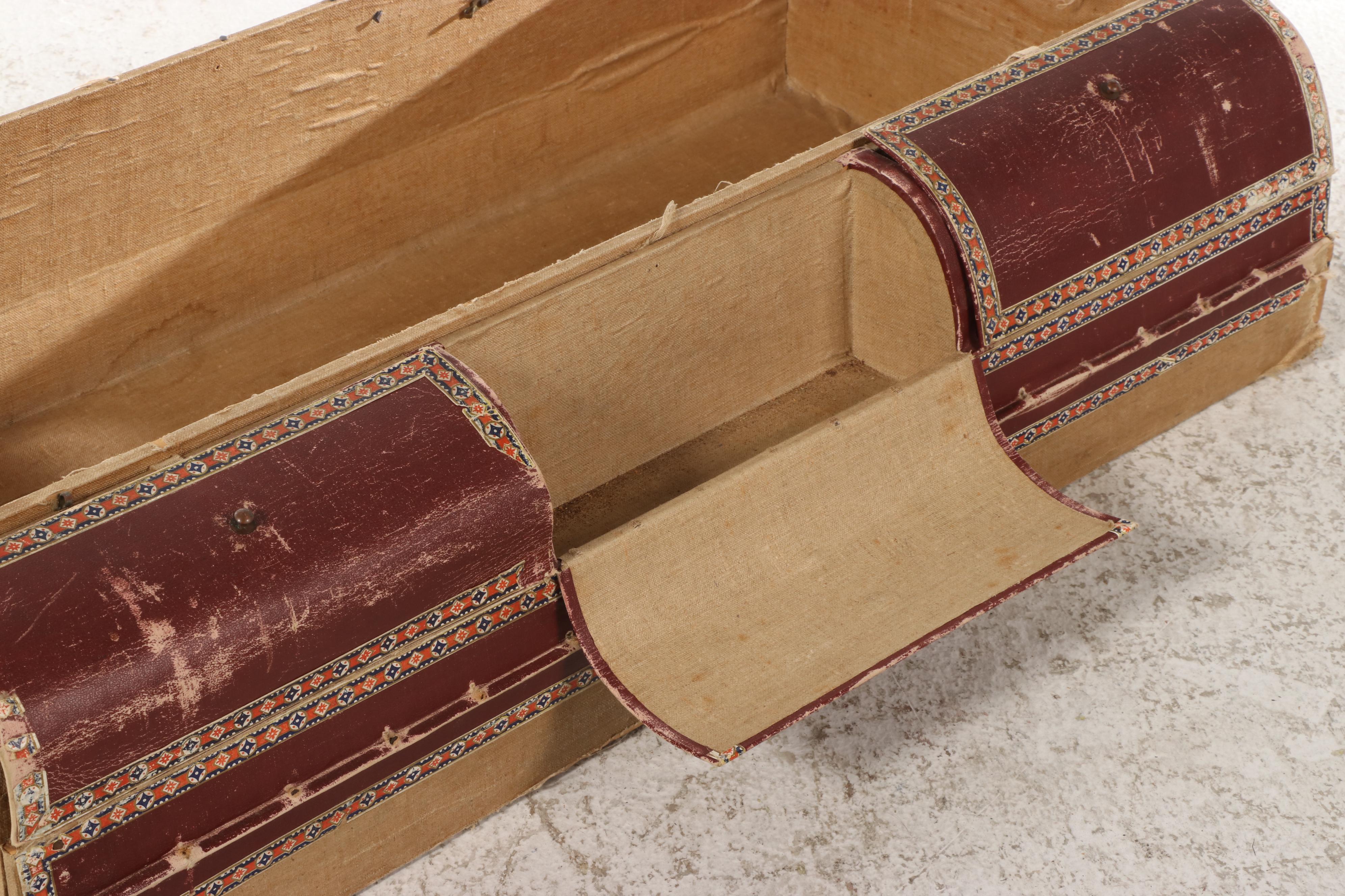 Victorian Leather Covered Domed Steamer Trunk, Late 19th Century