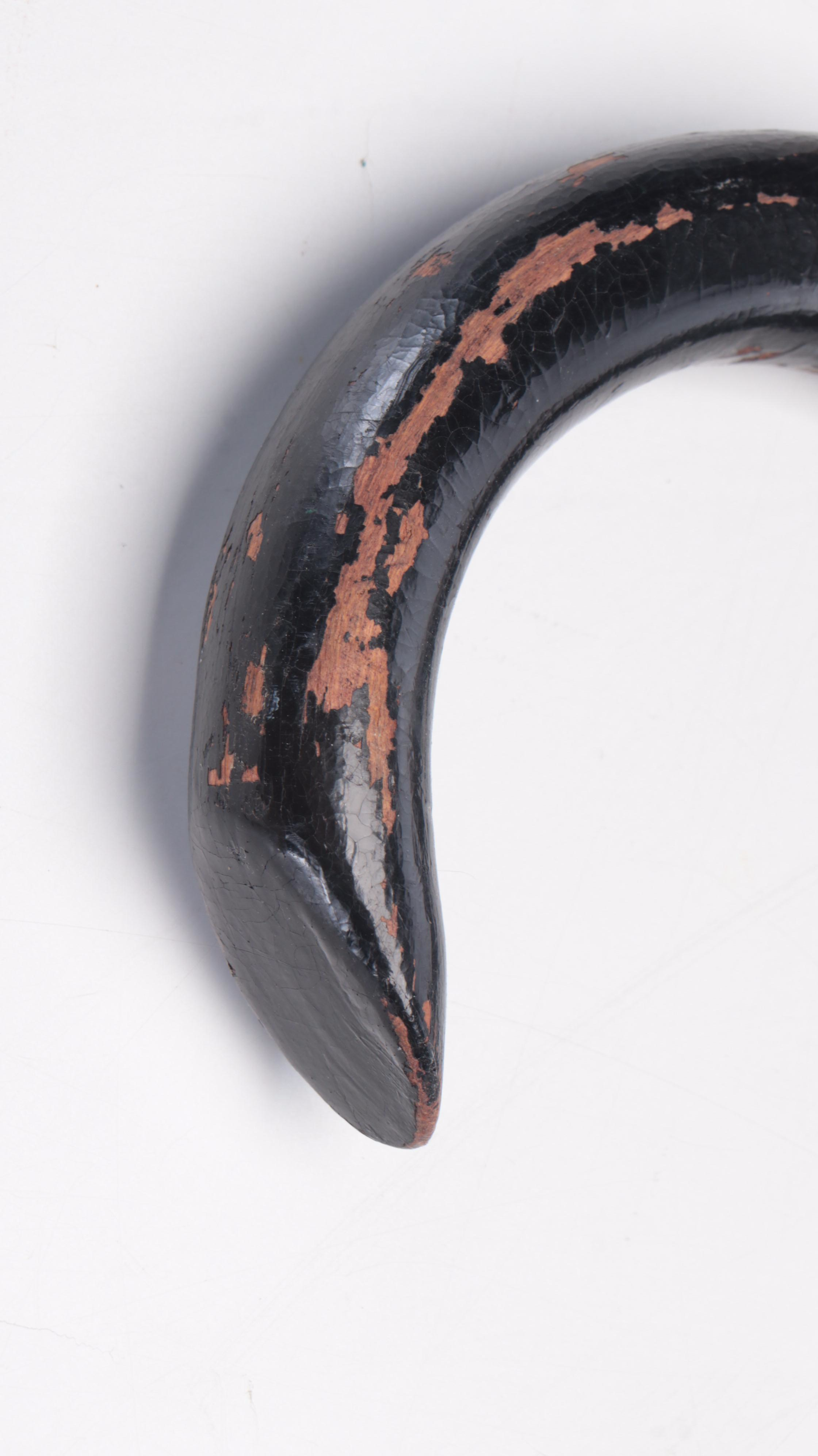 African Figural Carved Wood Walking Stick with Ebonized Wood & Bamboo Canes