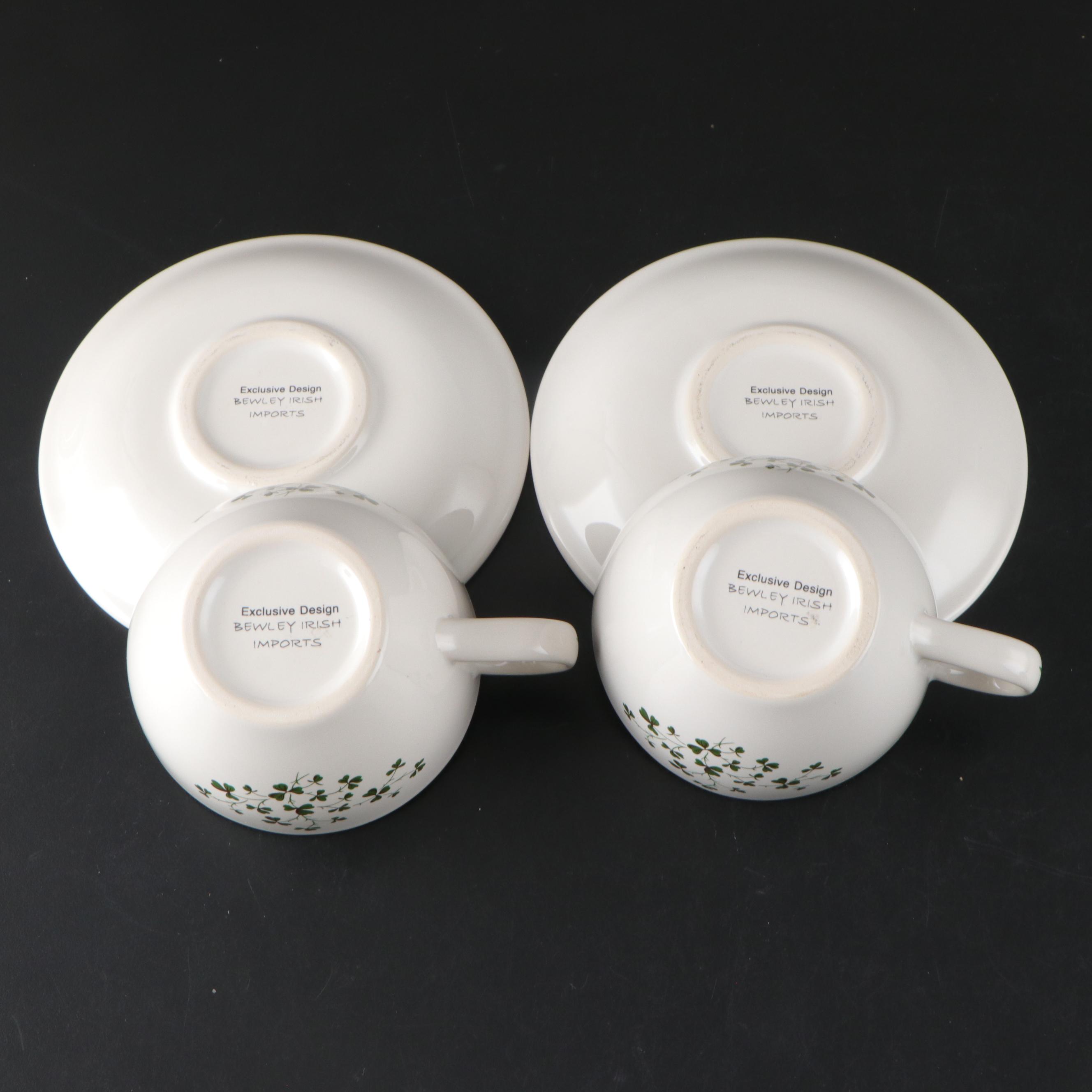 Bewley Irish Imports White Picnic China with Picnic Basket and More, Vintage