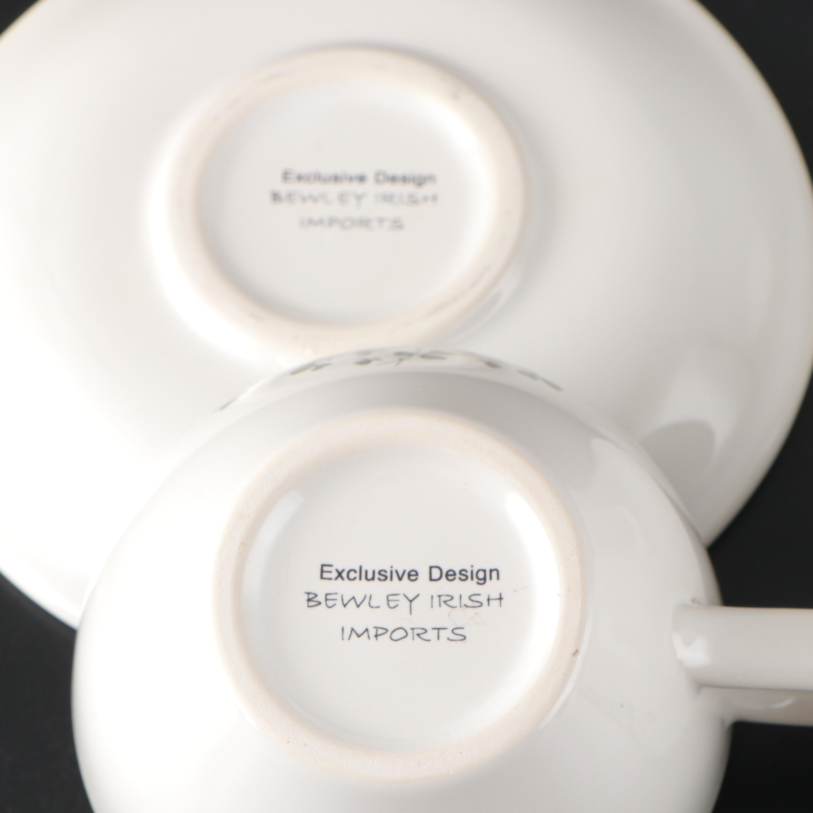 Bewley Irish Imports White Picnic China with Picnic Basket and More, Vintage