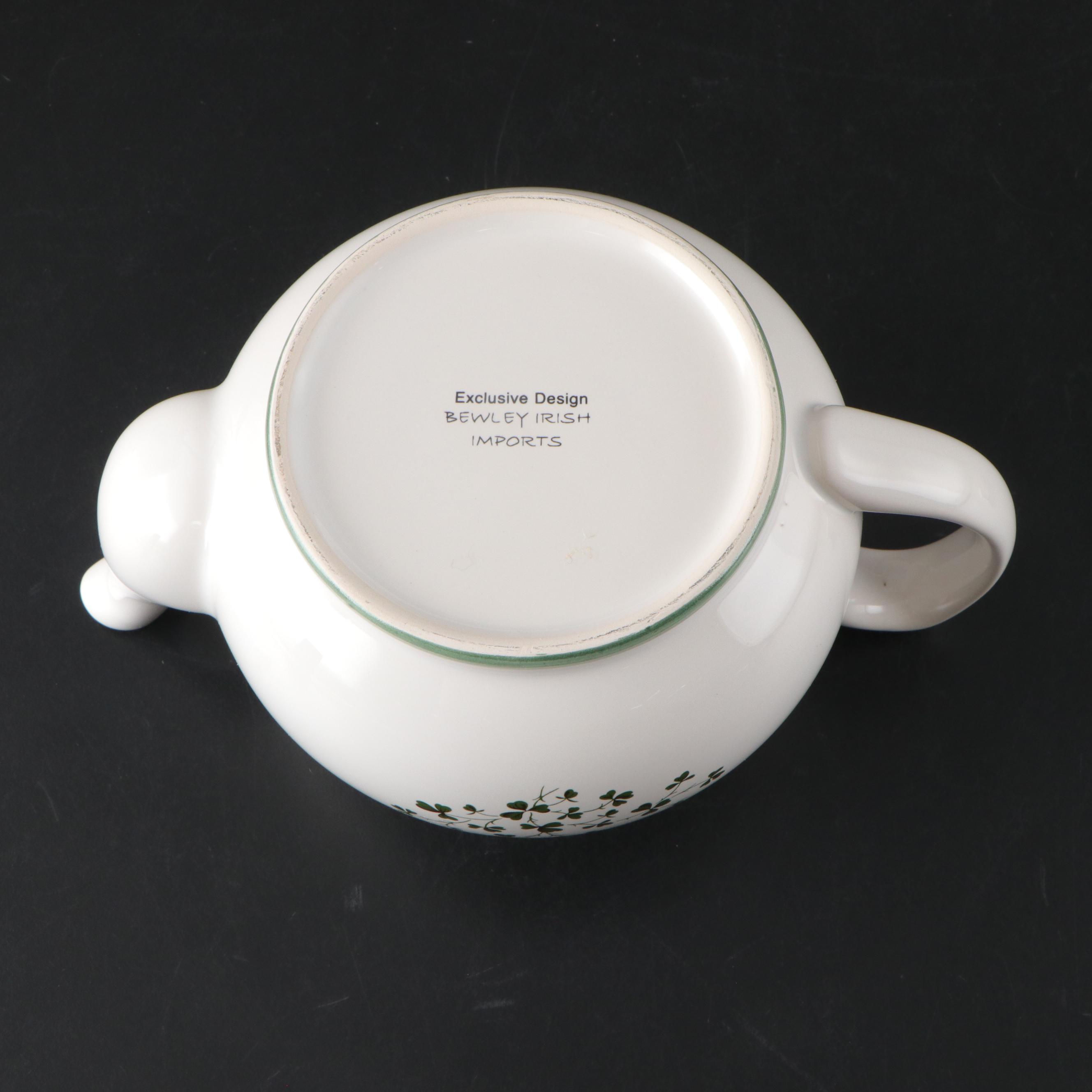 Bewley Irish Imports White Picnic China with Picnic Basket and More, Vintage