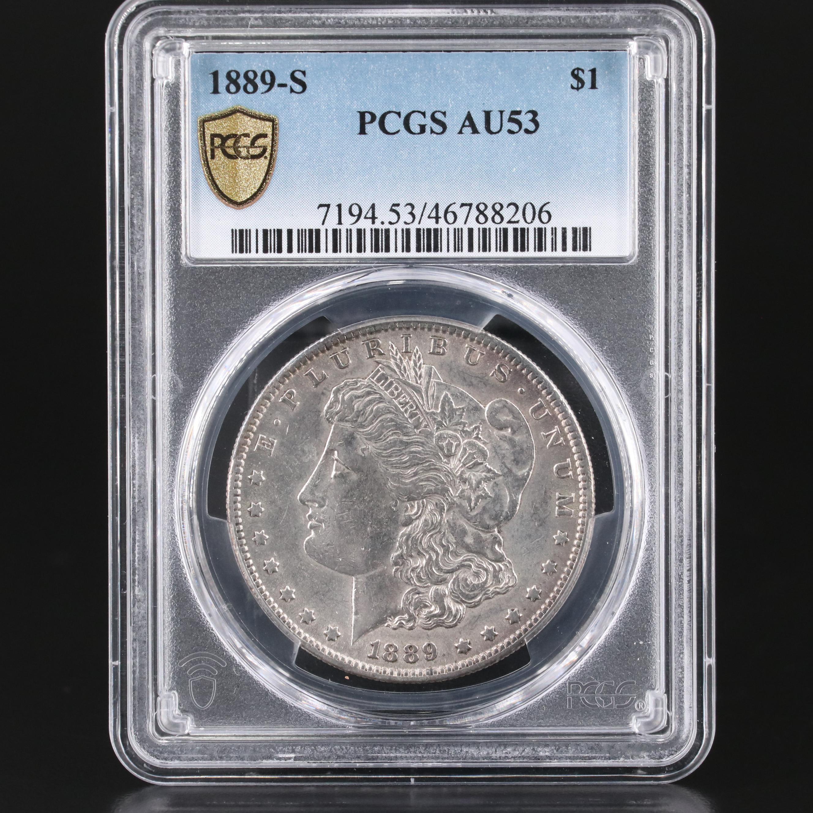 PCGS Graded AU53 1889-S Morgan Silver Dollar