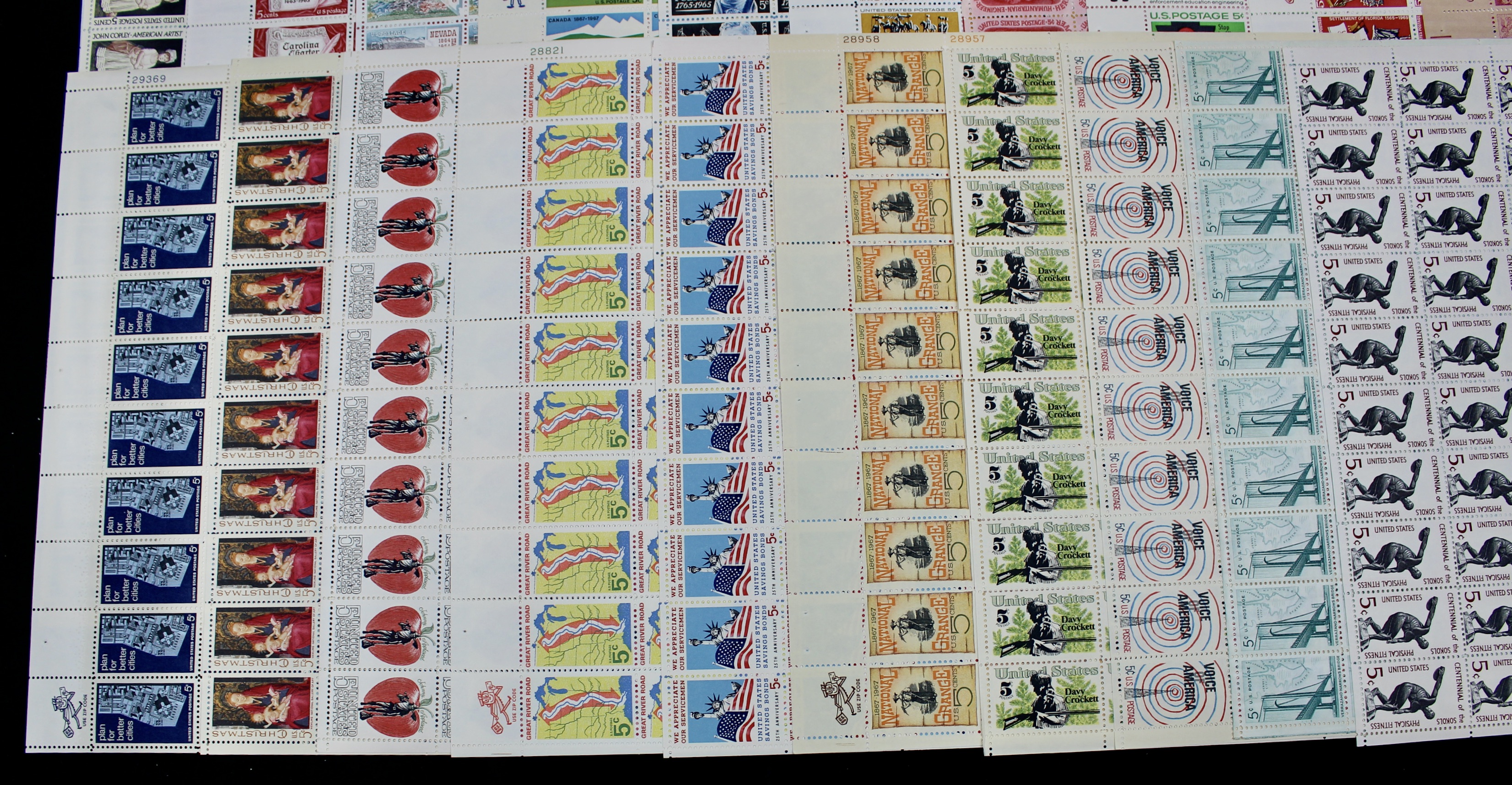 Thirty-Seven Different U.S. 5-Cent Postage Stamp Sheets, 1960s