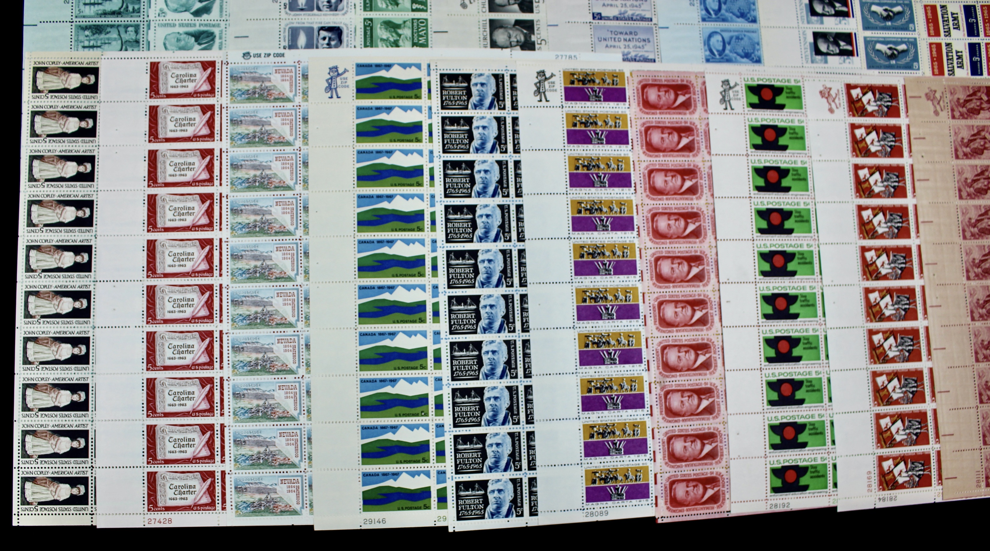 Thirty-Seven Different U.S. 5-Cent Postage Stamp Sheets, 1960s