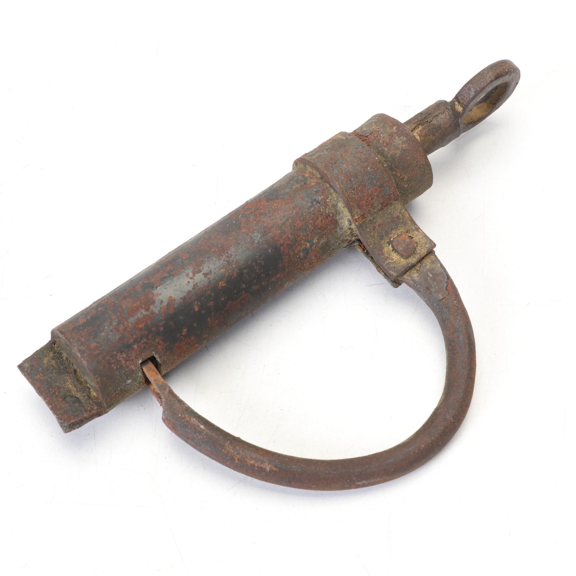 Cast Iron Crown Skeleton Key with Cylinder Padlock