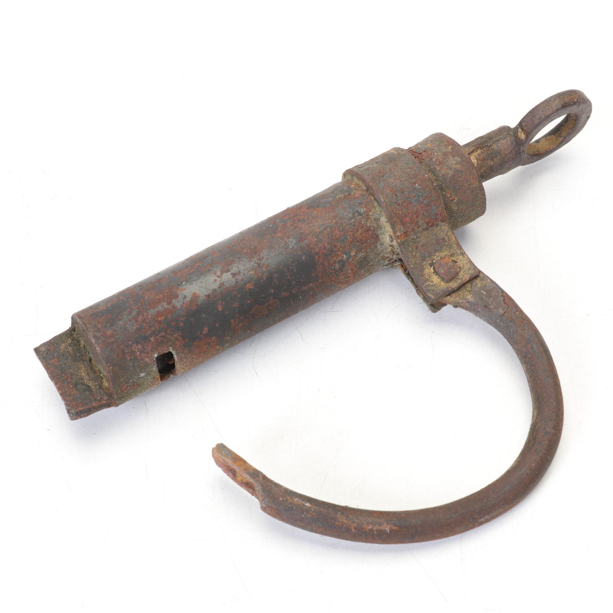 Cast Iron Crown Skeleton Key with Cylinder Padlock