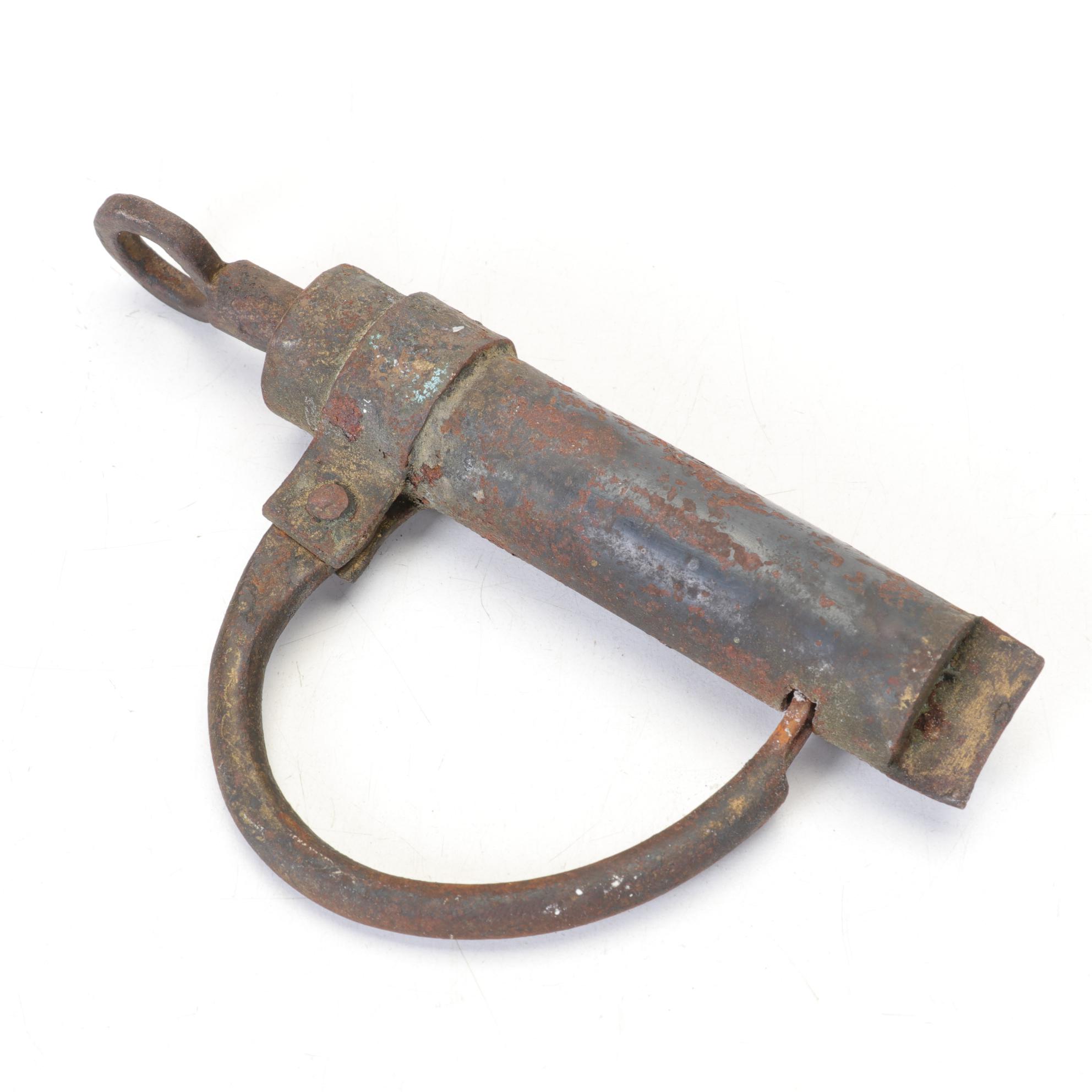 Cast Iron Crown Skeleton Key with Cylinder Padlock