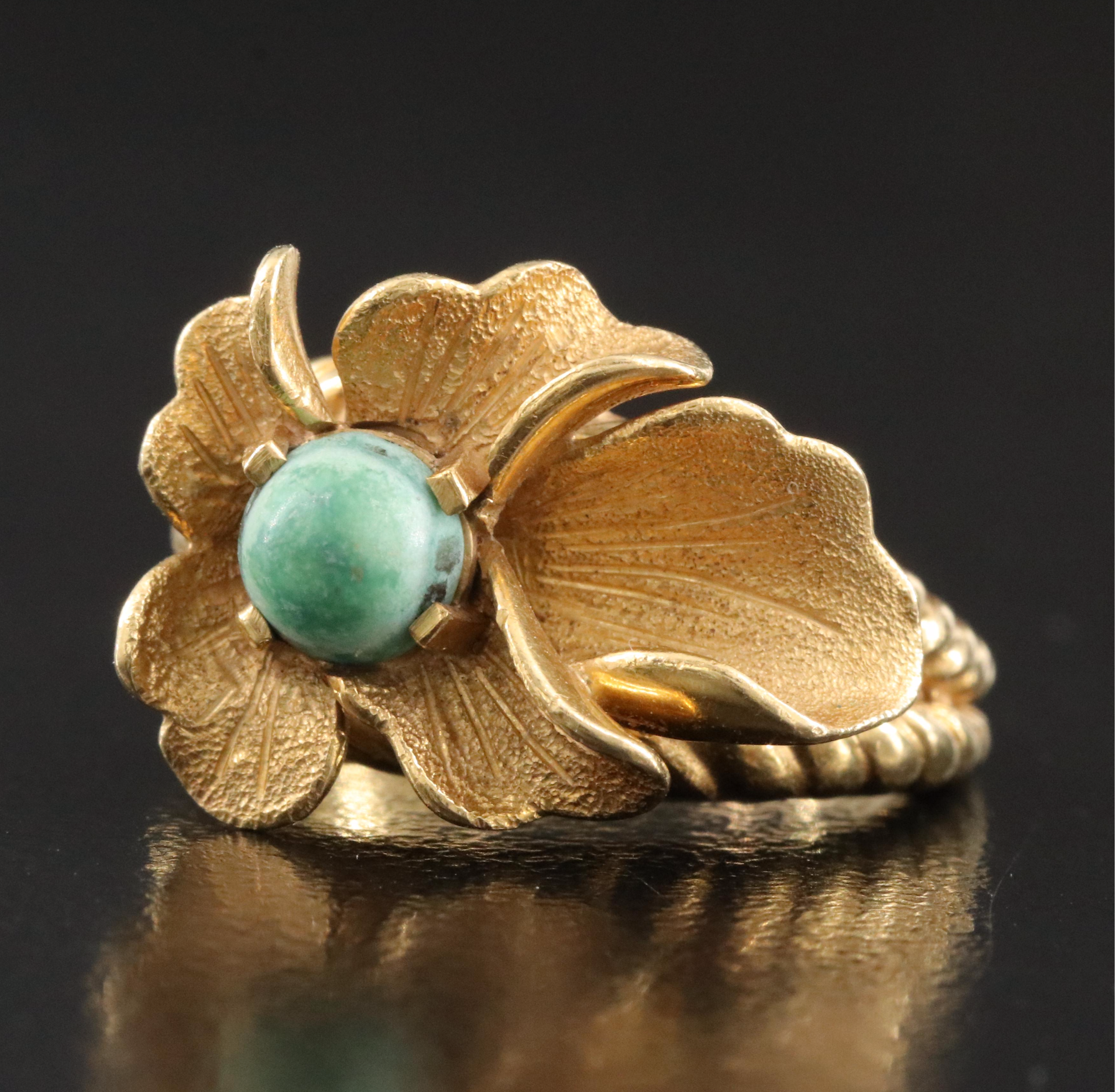 18K Turquoise Floral Ring