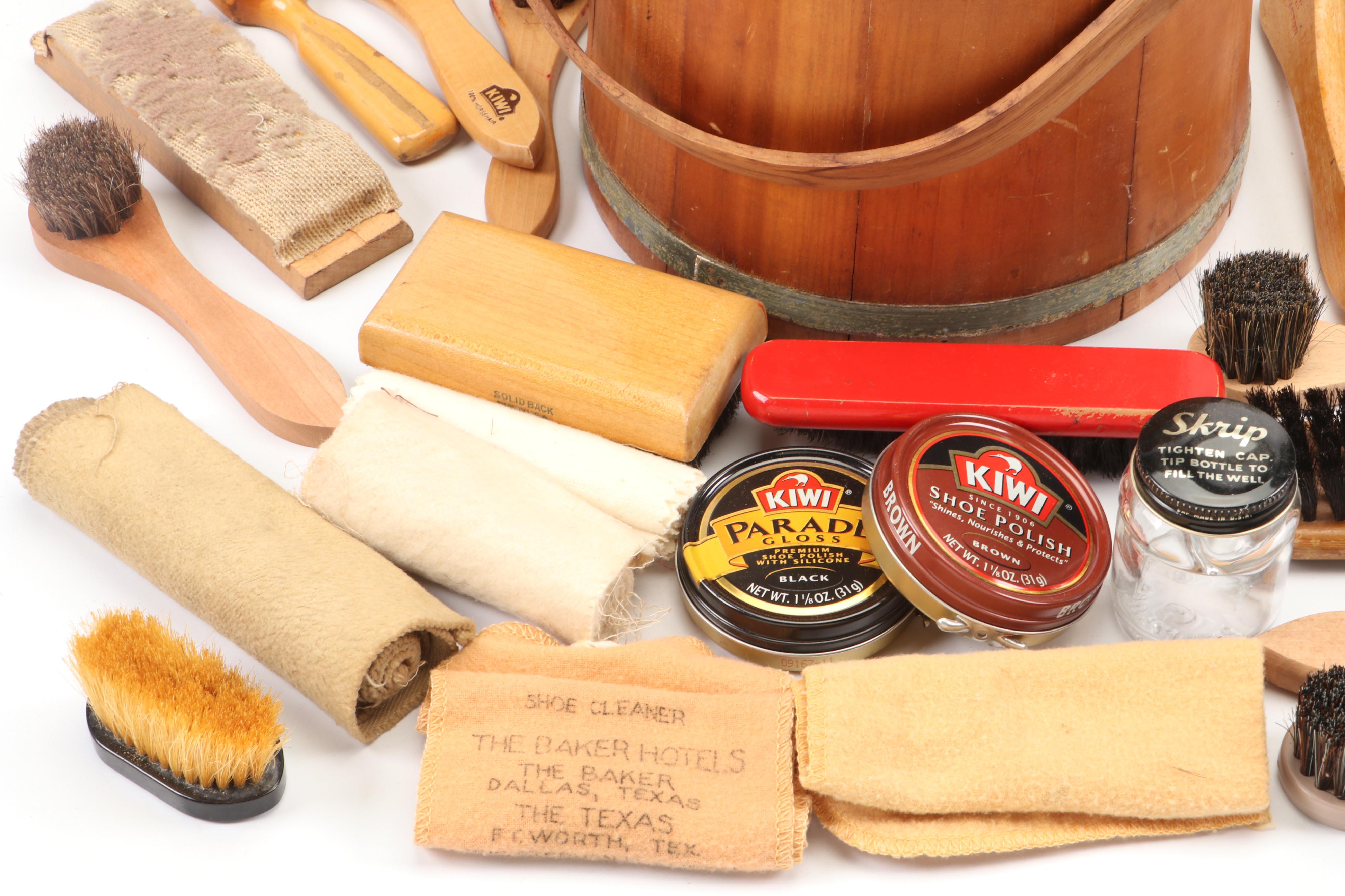 Griffin Shinemaster and Other Wooden Shoe Shine Kits Including Brushes and More