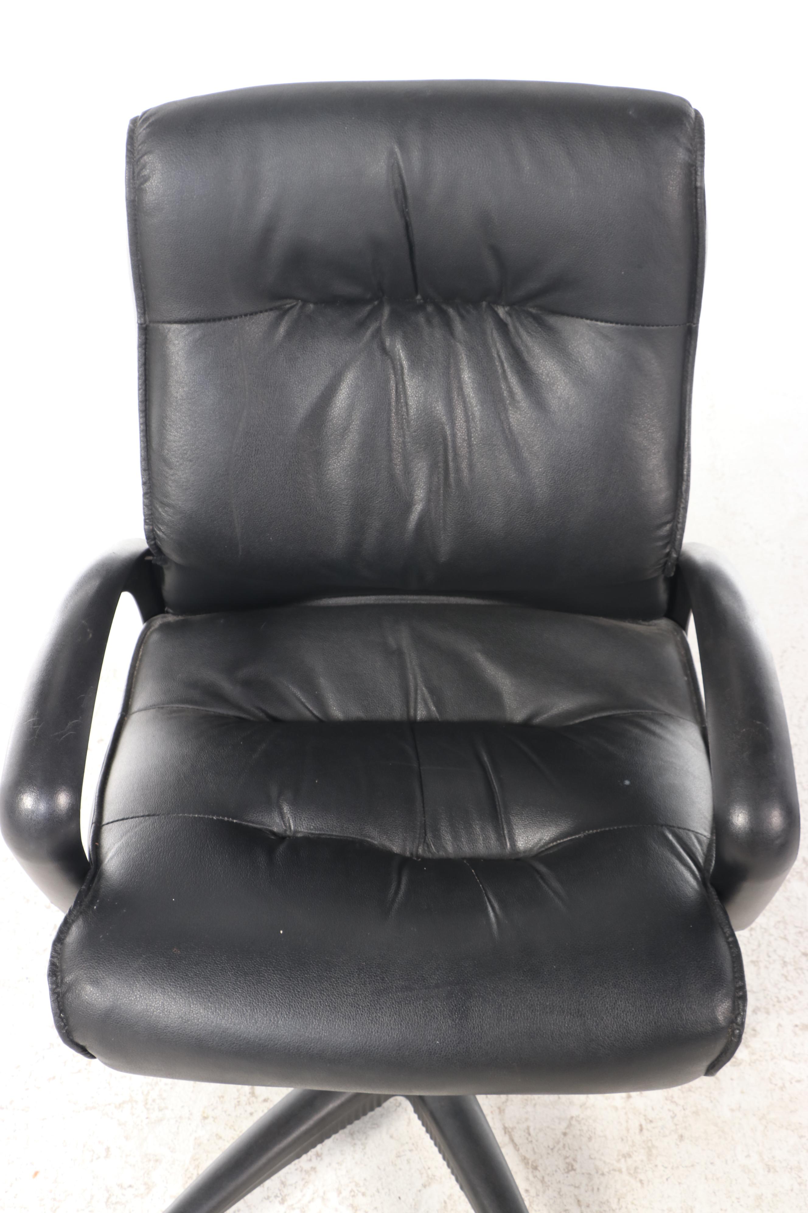 Overstuffed Faux Leather Adjustable Office Chair