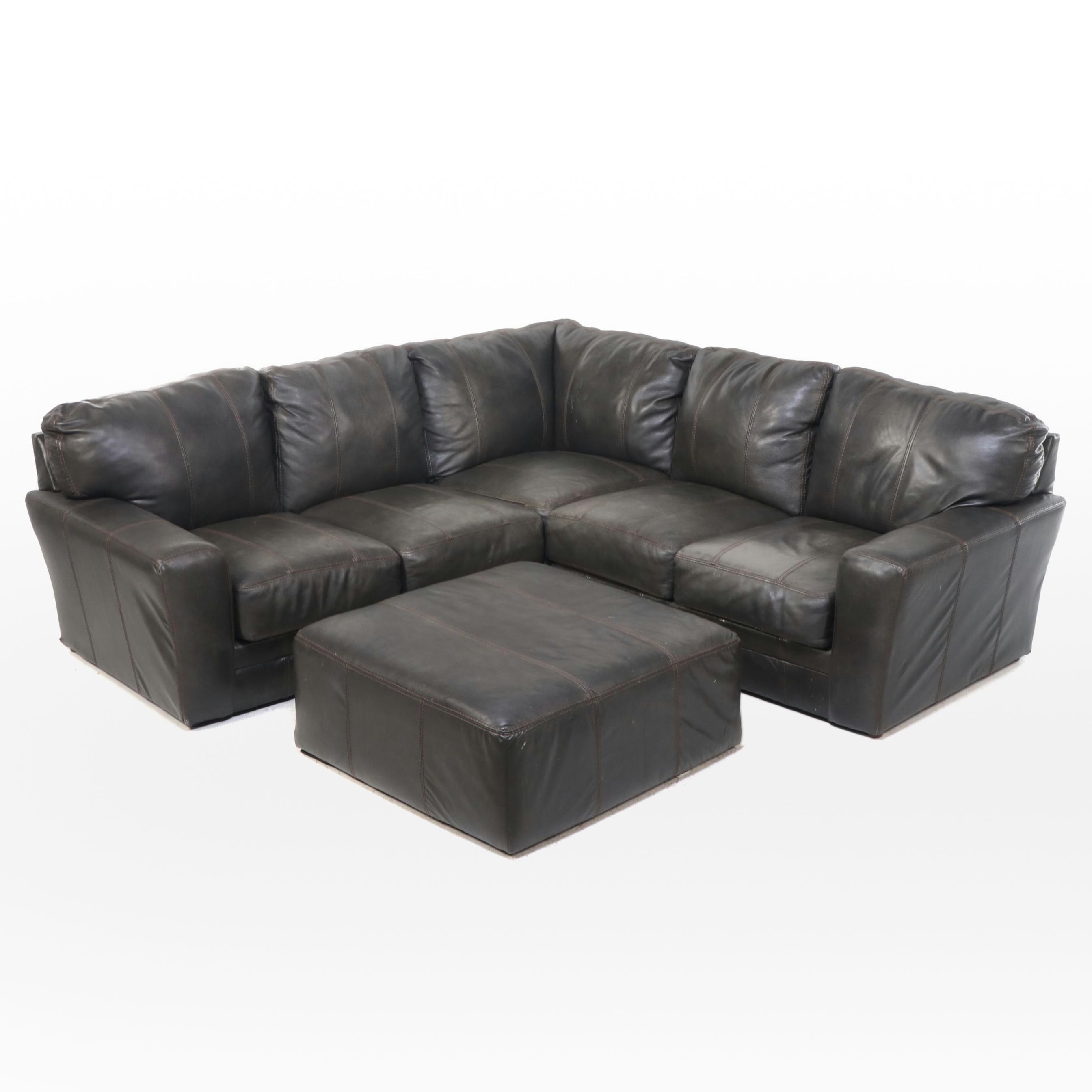 Jackson Furniture Industries Leather Modular Sofa with Ottoman