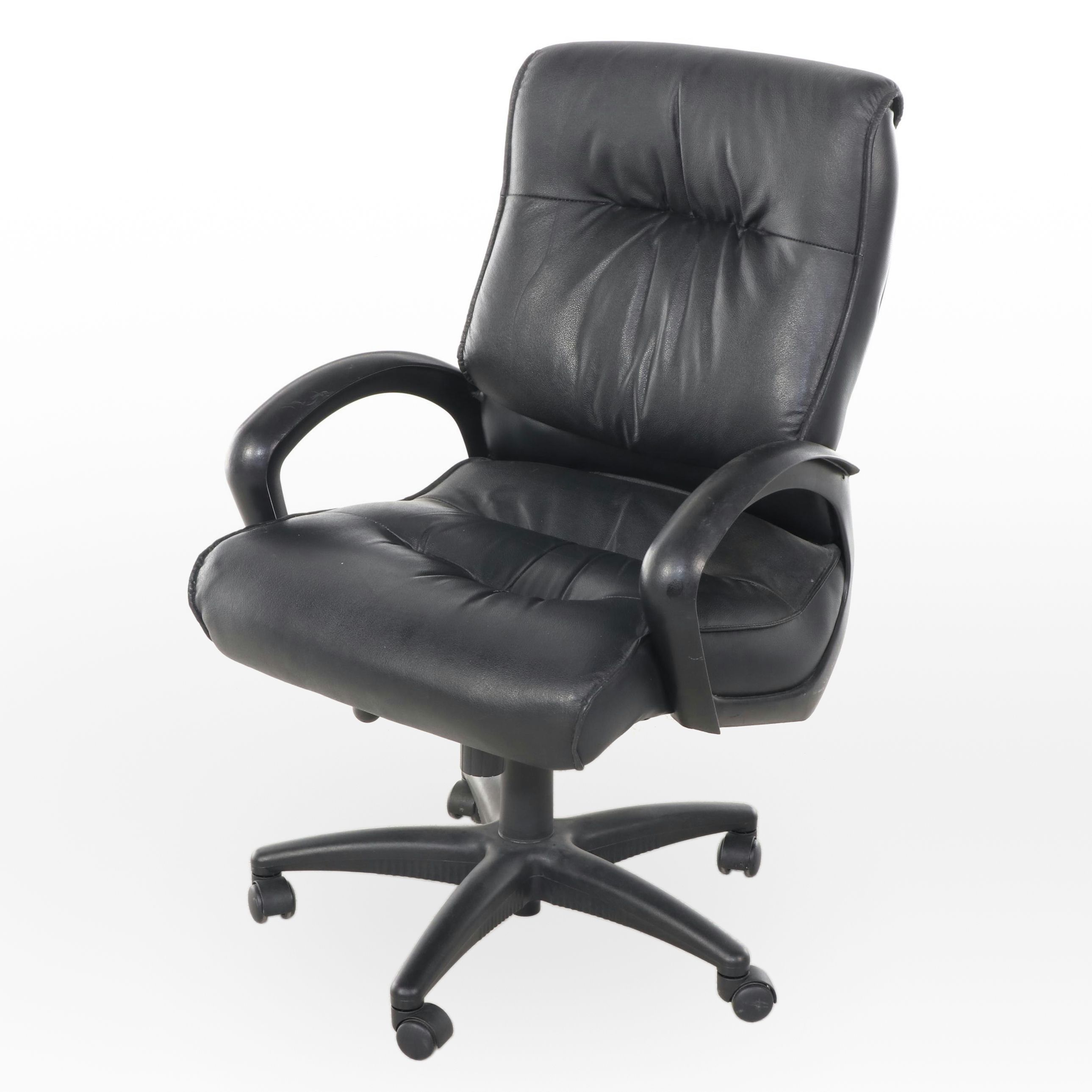 Overstuffed Faux Leather Adjustable Office Chair