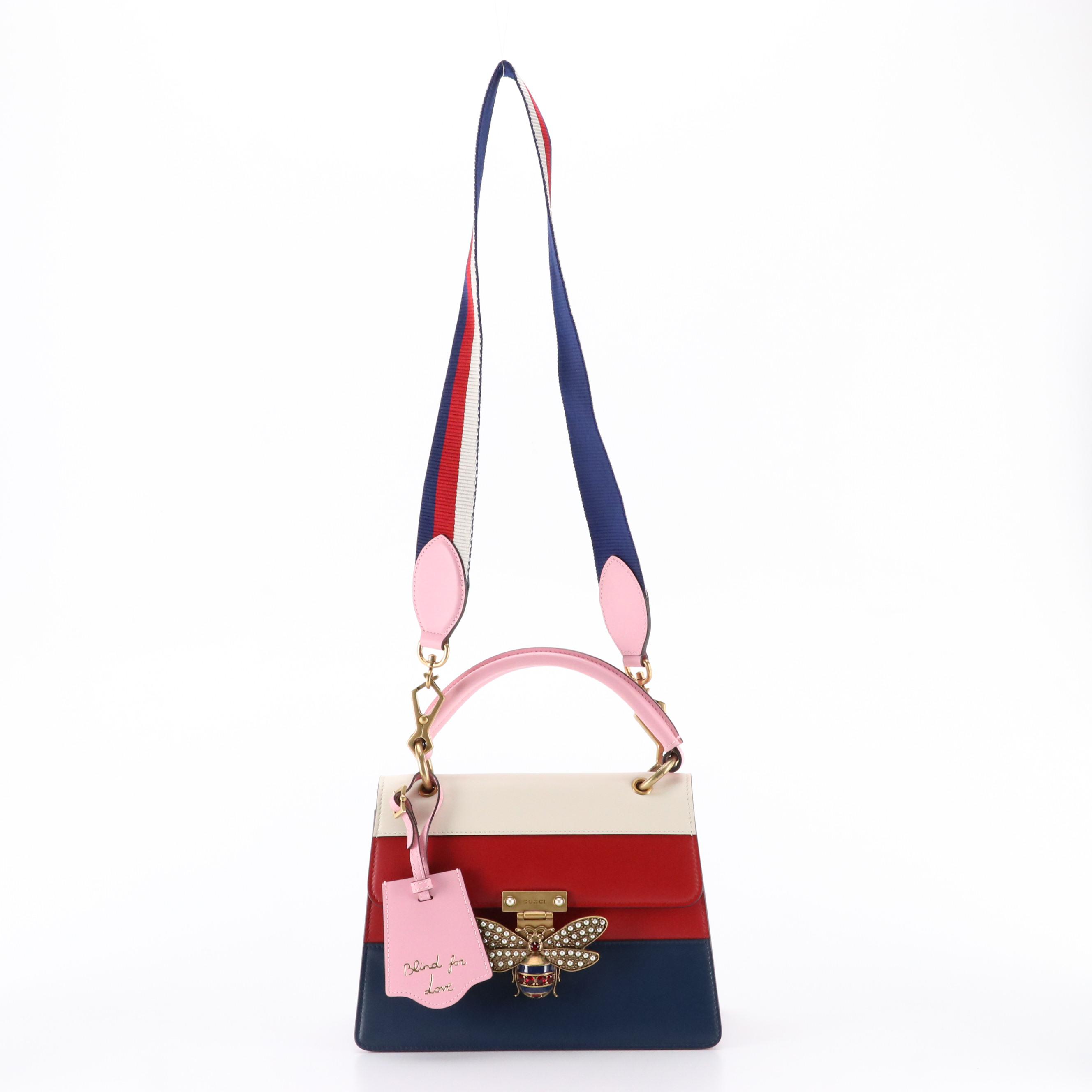 Gucci Queen Margaret Top Handle Bee Satchel in Multicolor Calfskin Leather
