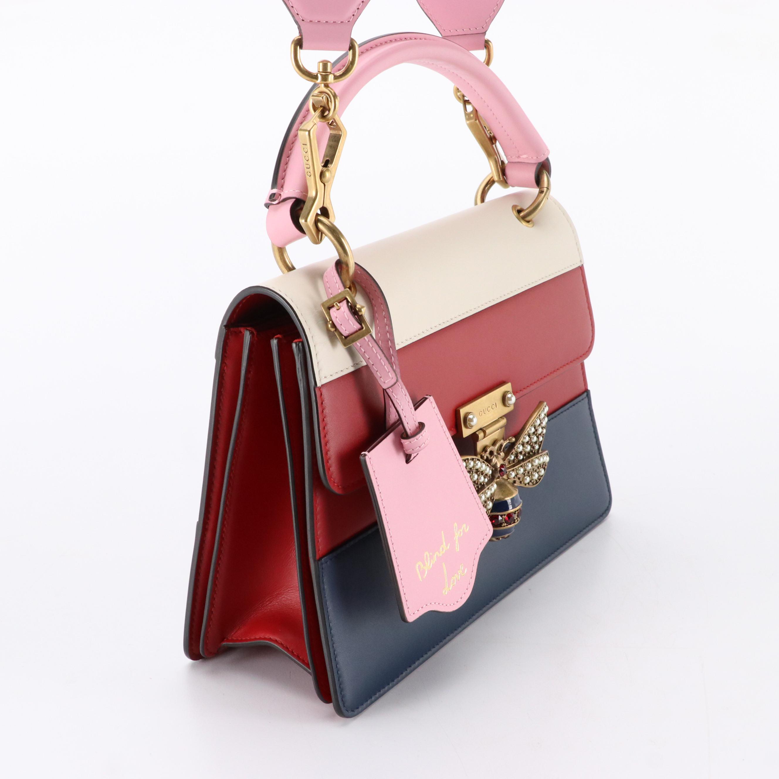 Gucci Queen Margaret Top Handle Bee Satchel in Multicolor Calfskin Leather