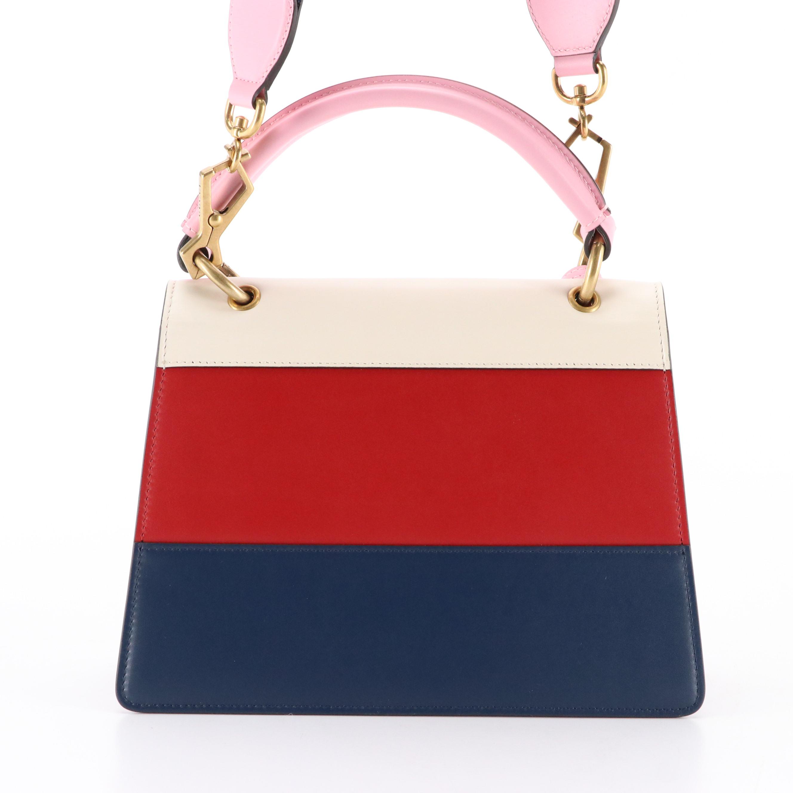 Gucci Queen Margaret Top Handle Bee Satchel in Multicolor Calfskin Leather