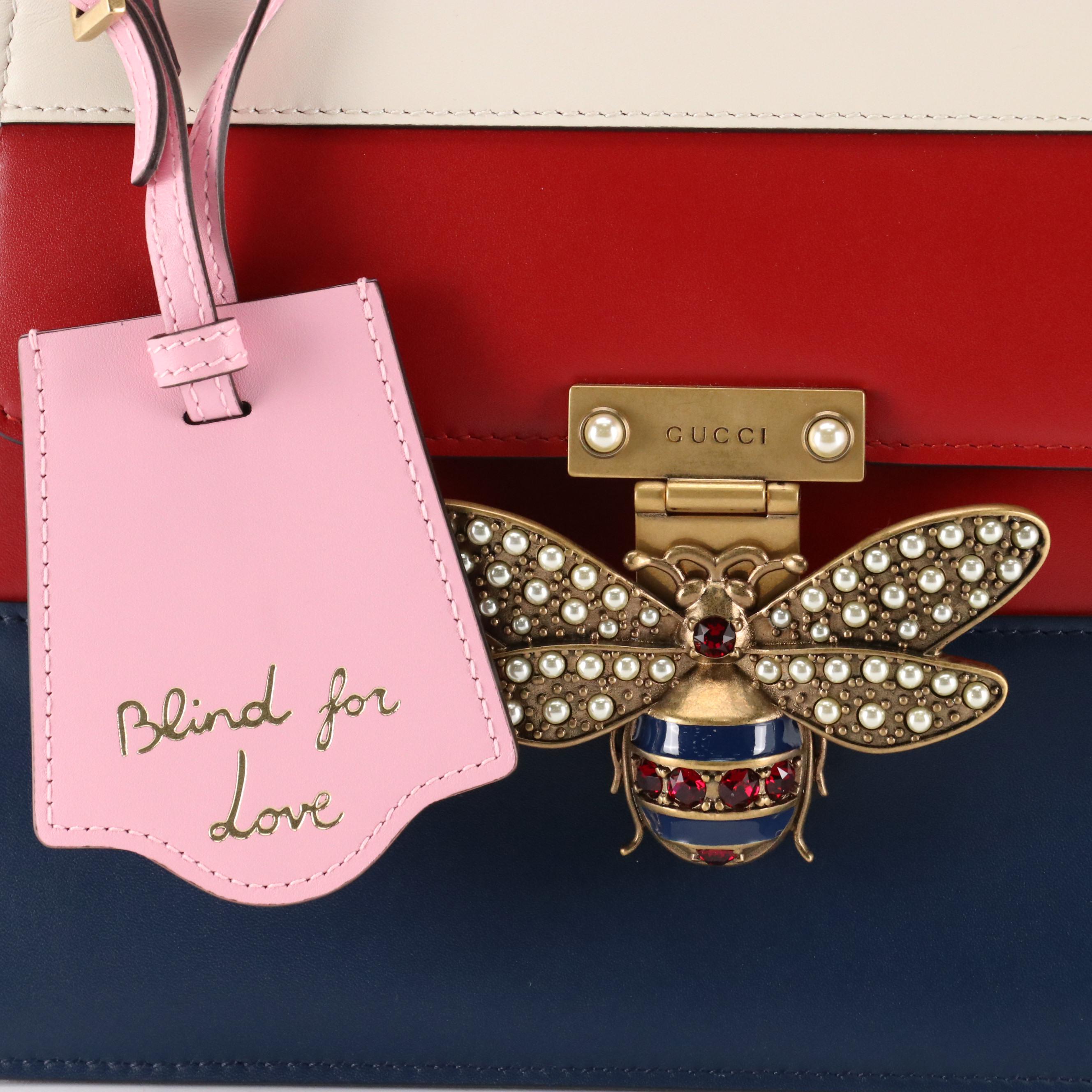 Gucci Queen Margaret Top Handle Bee Satchel in Multicolor Calfskin Leather