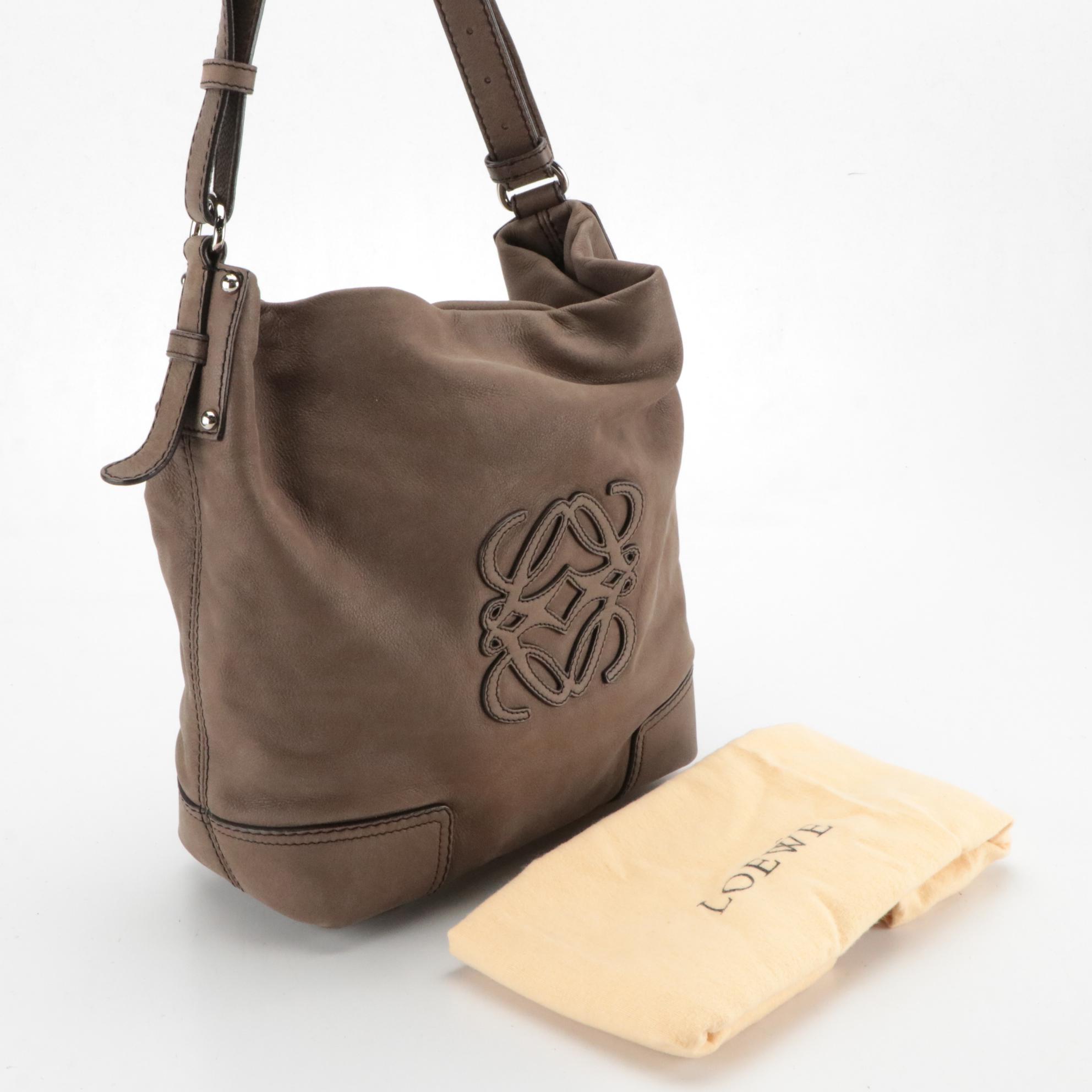 Loewe Anagram Mocha Brown Leather Shoulder Bag