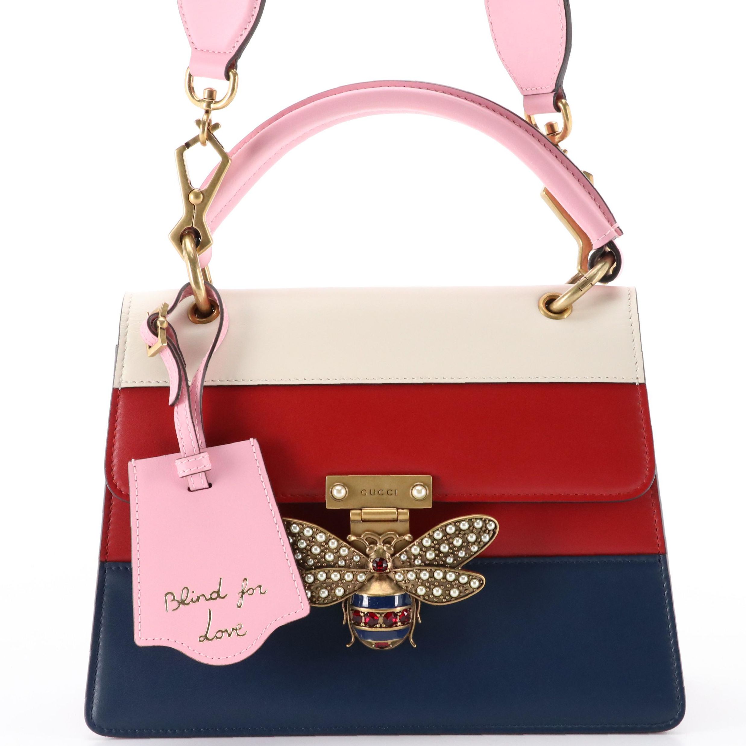 Gucci Queen Margaret Top Handle Bee Satchel in Multicolor Calfskin Leather