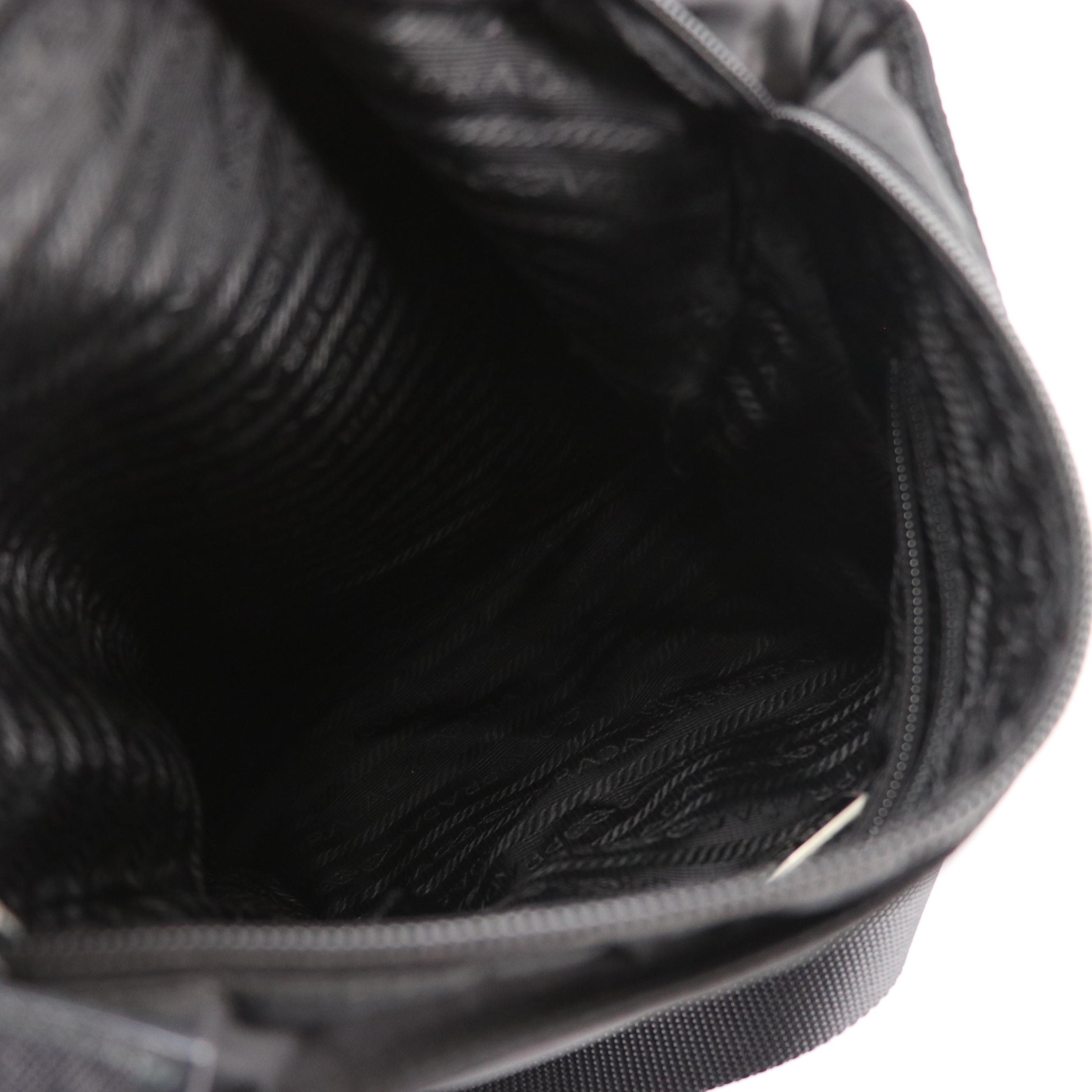 Prada Black Tessuto Nylon Crossbody Bag with Saffiano Leather Trim