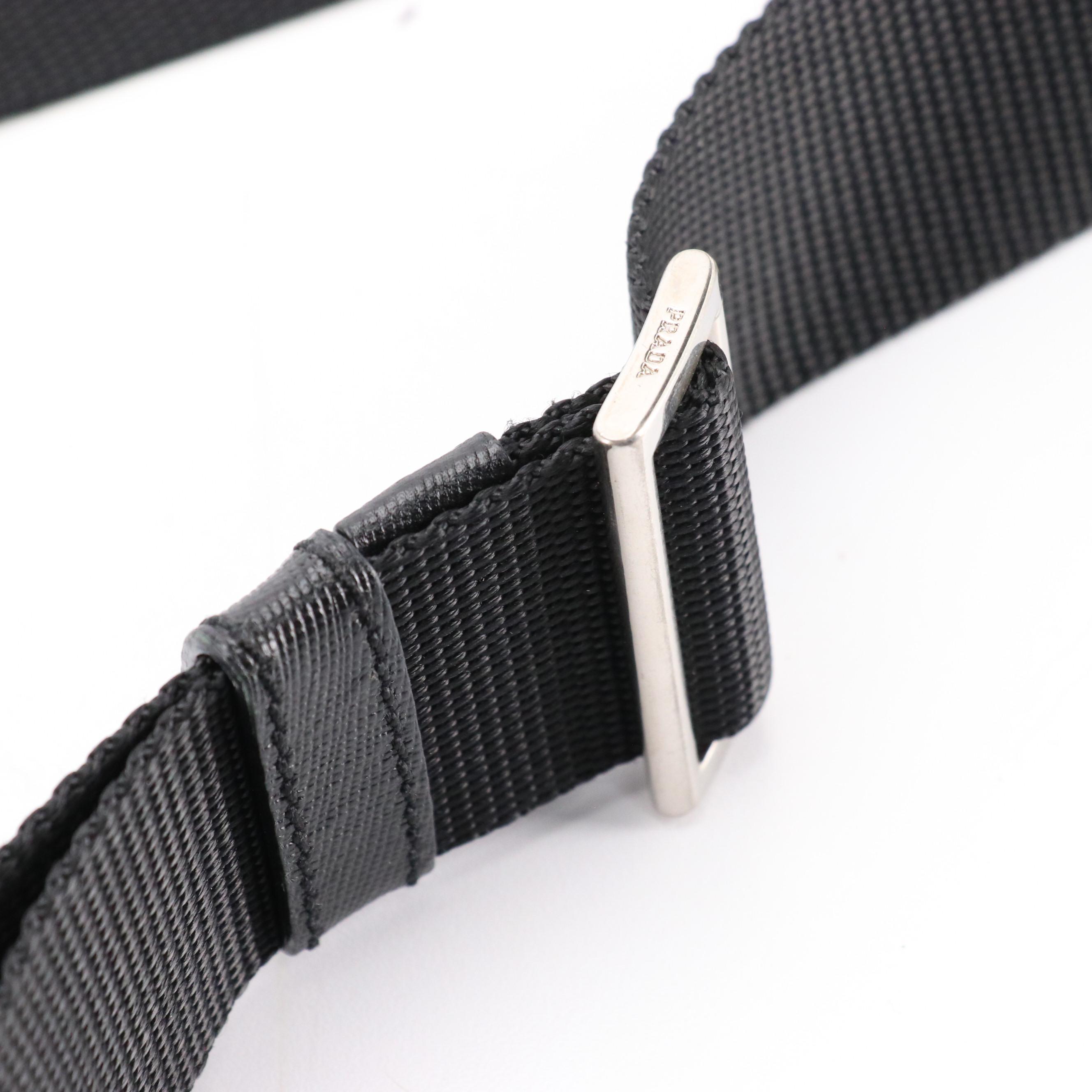 Prada Black Tessuto Nylon Crossbody Bag with Saffiano Leather Trim