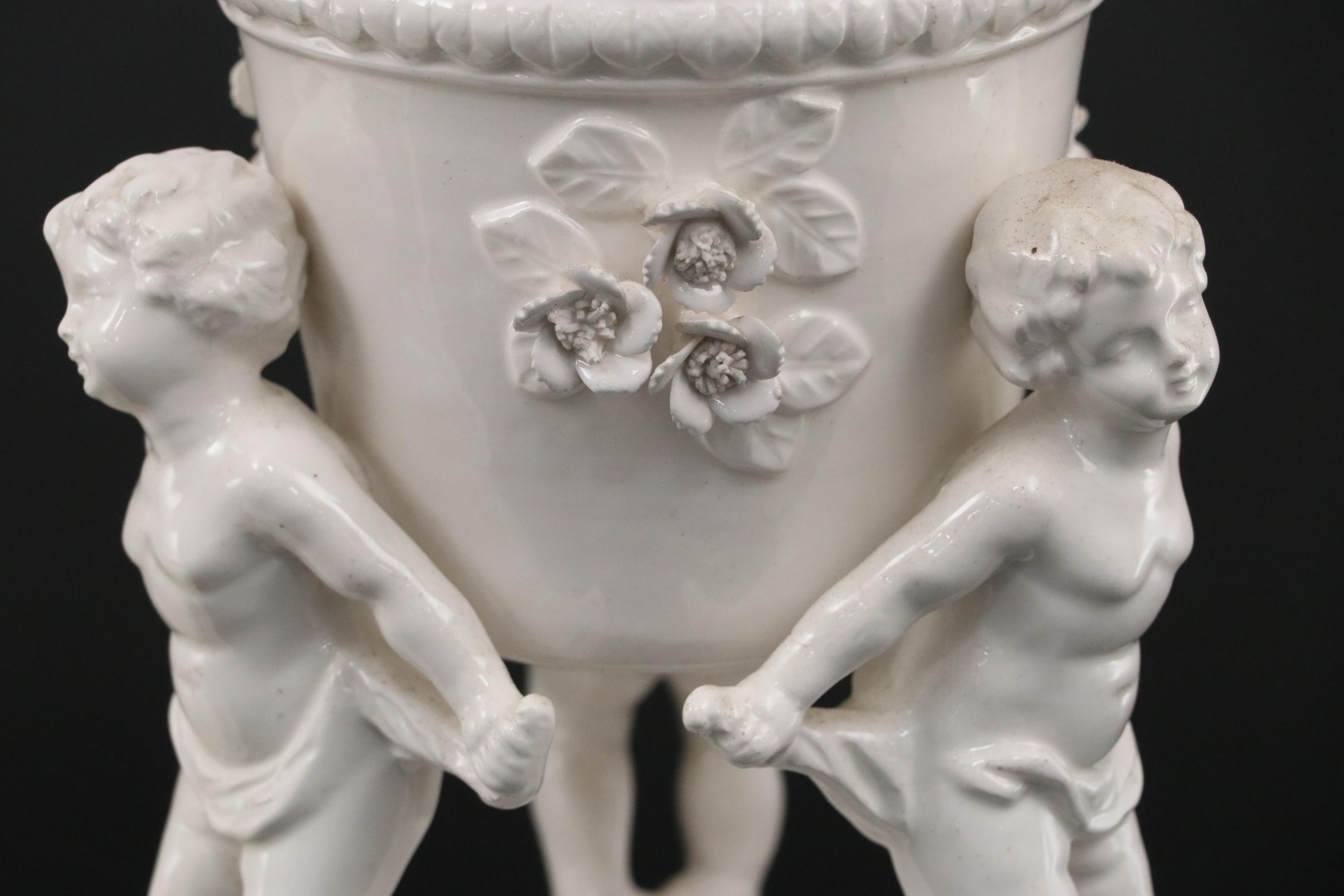 Italian Ceramic Lattice Basket with Other Blanc de Chine Figural Jardiniere