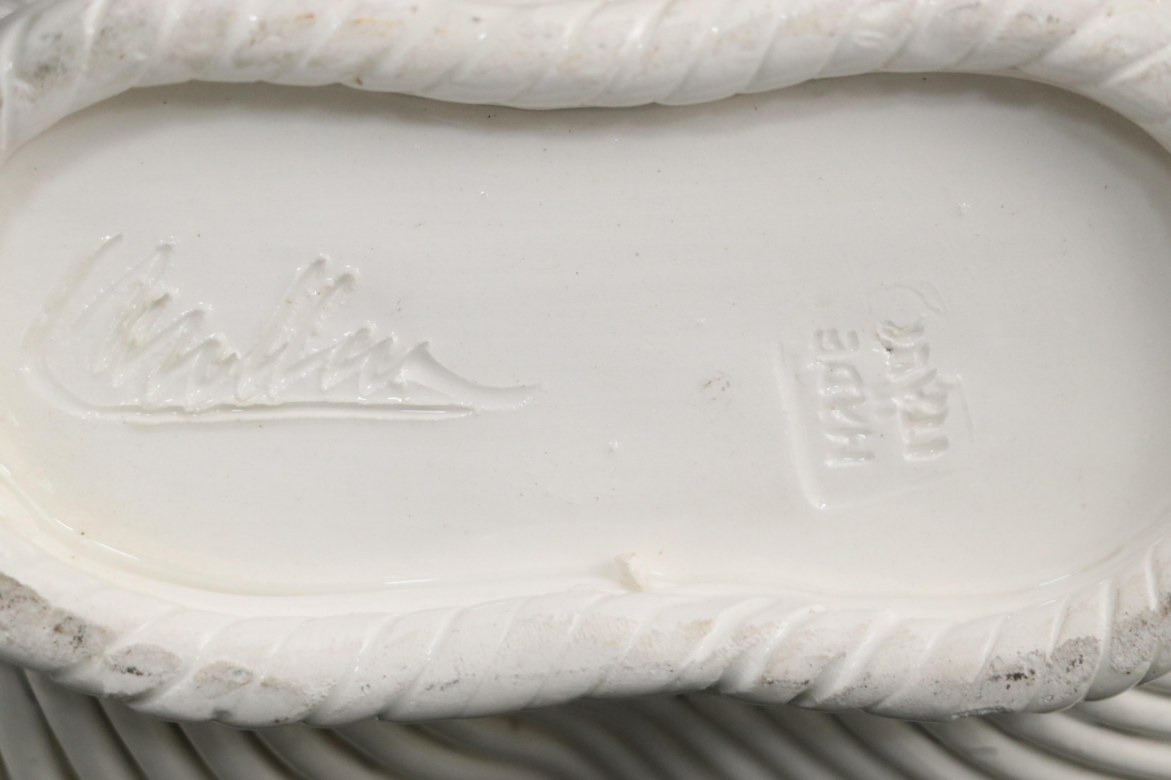 Italian Ceramic Lattice Basket with Other Blanc de Chine Figural Jardiniere