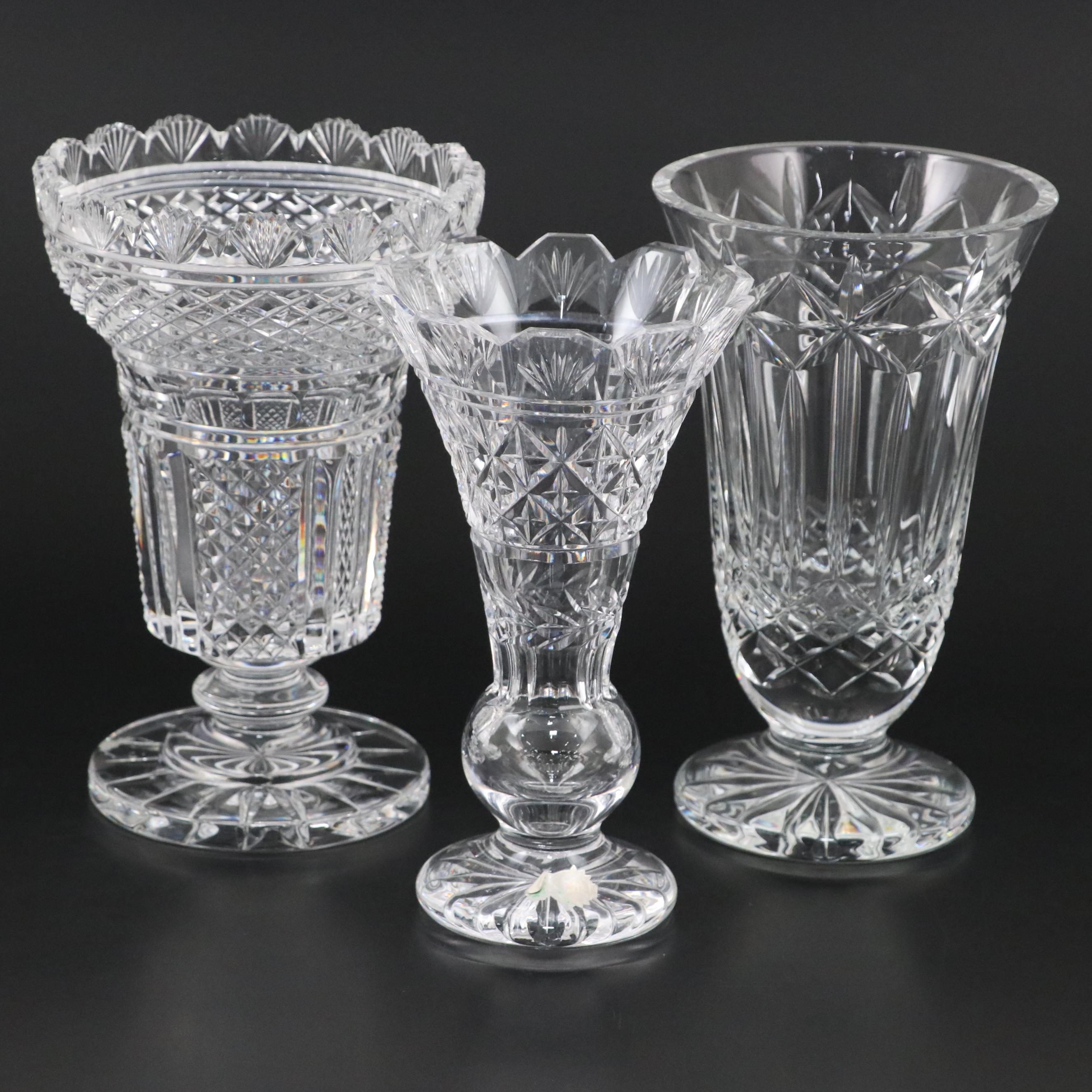 Waterford Crystal "Starburst" with "Hibernia" and Other Vases