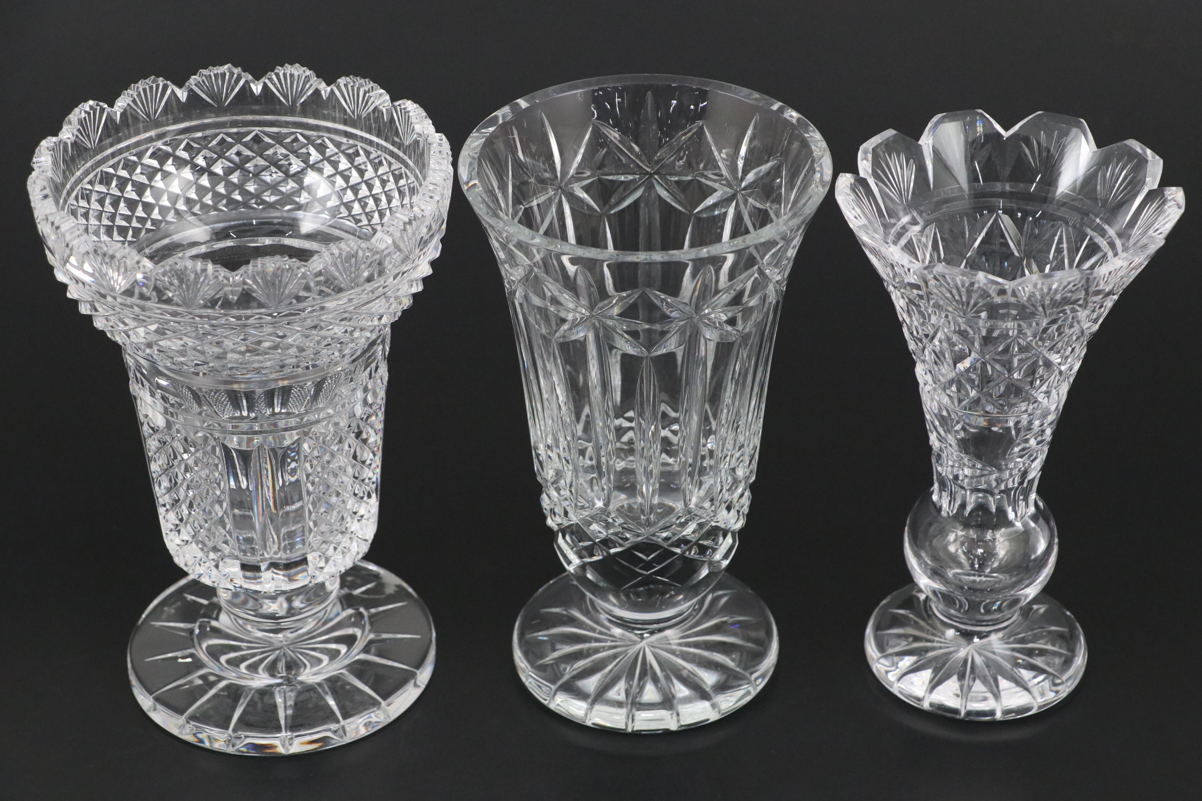 Waterford Crystal "Starburst" with "Hibernia" and Other Vases