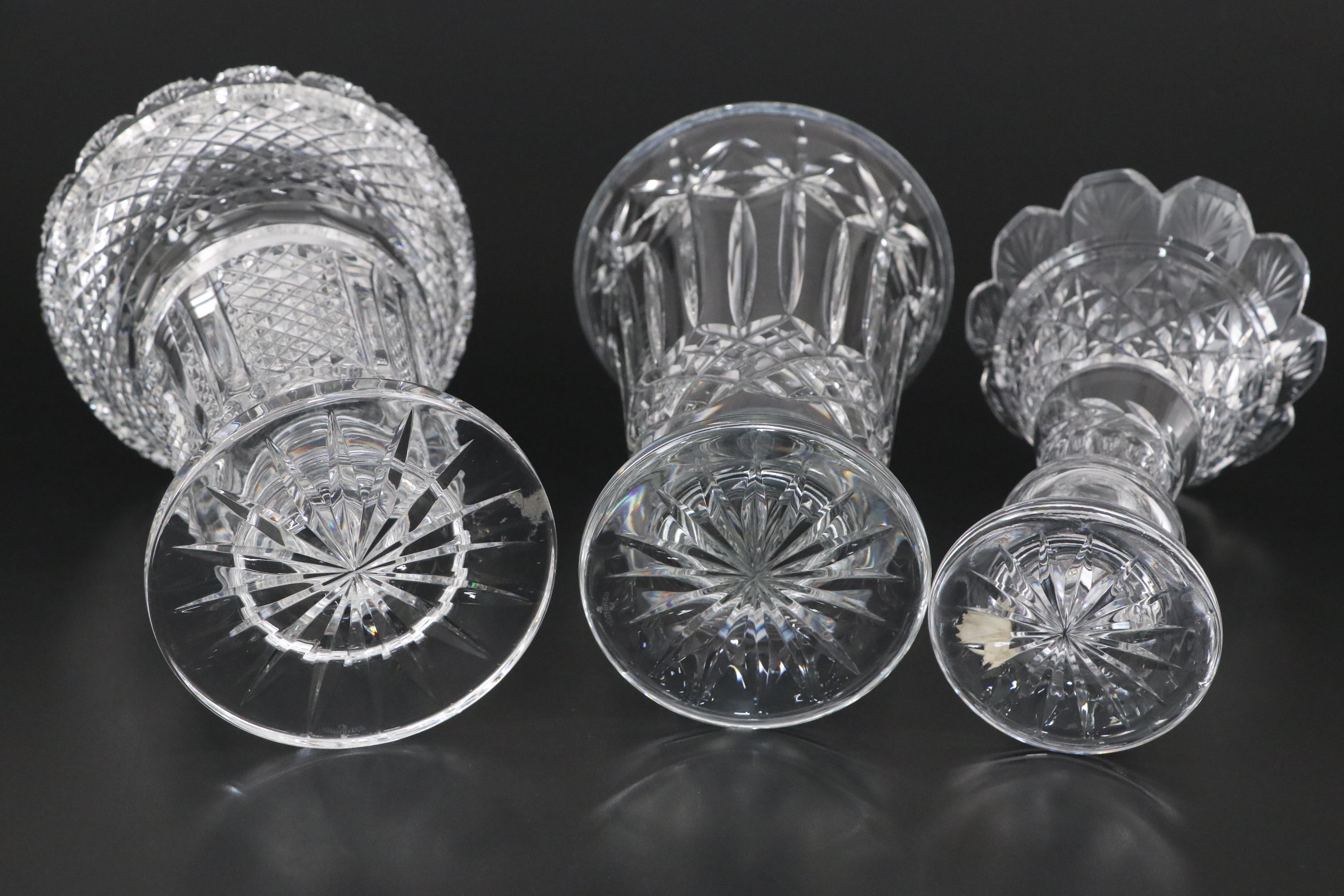 Waterford Crystal "Starburst" with "Hibernia" and Other Vases